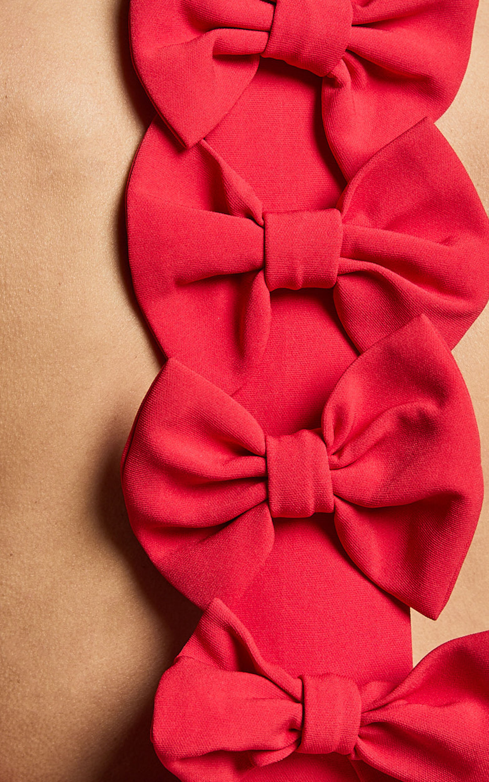 Yelena Mini Dress - Halter Neck Bow Detail Mini Dress in Red