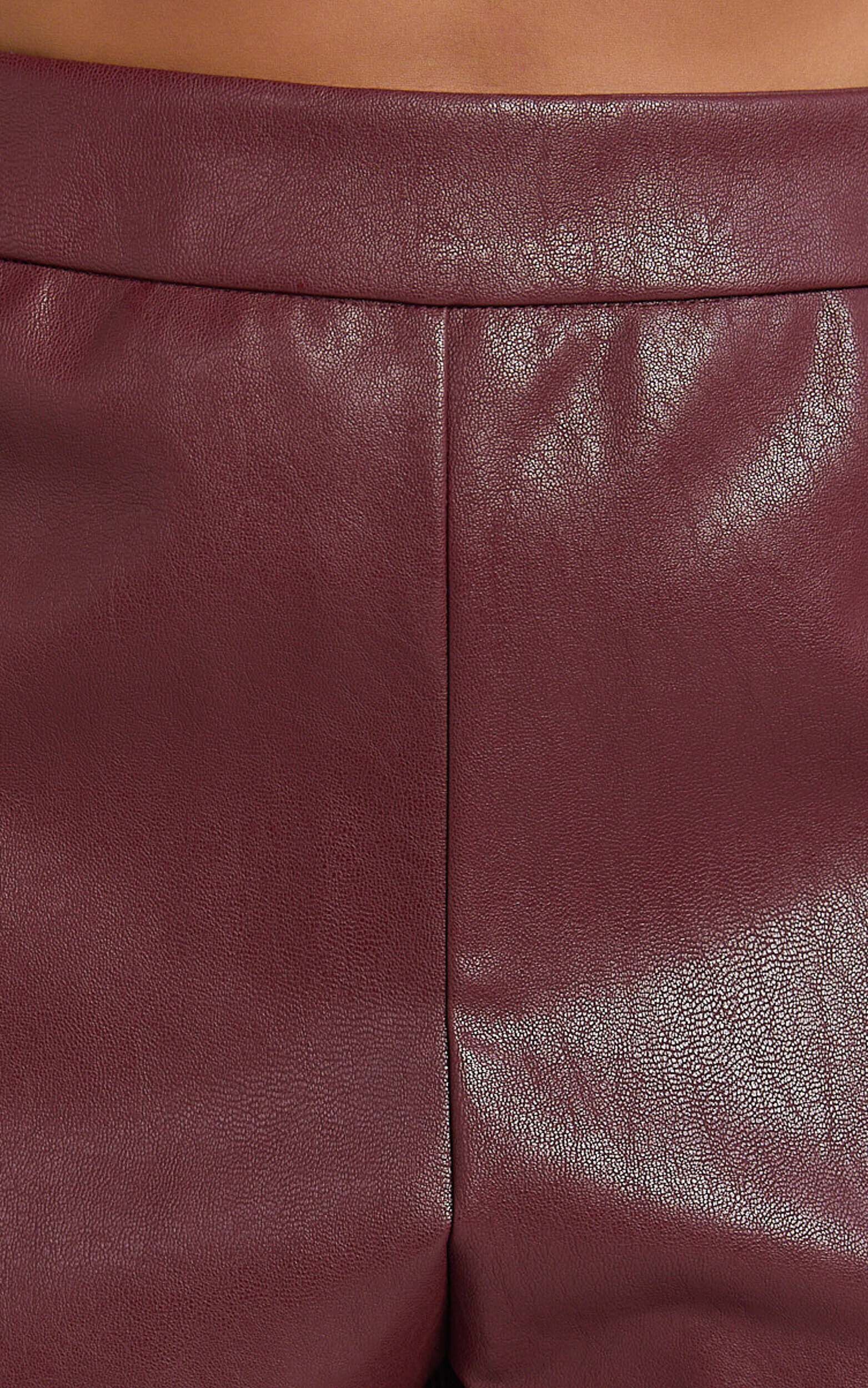 Rosetta Shorts - PU Fitted Micro Shorts in Wine