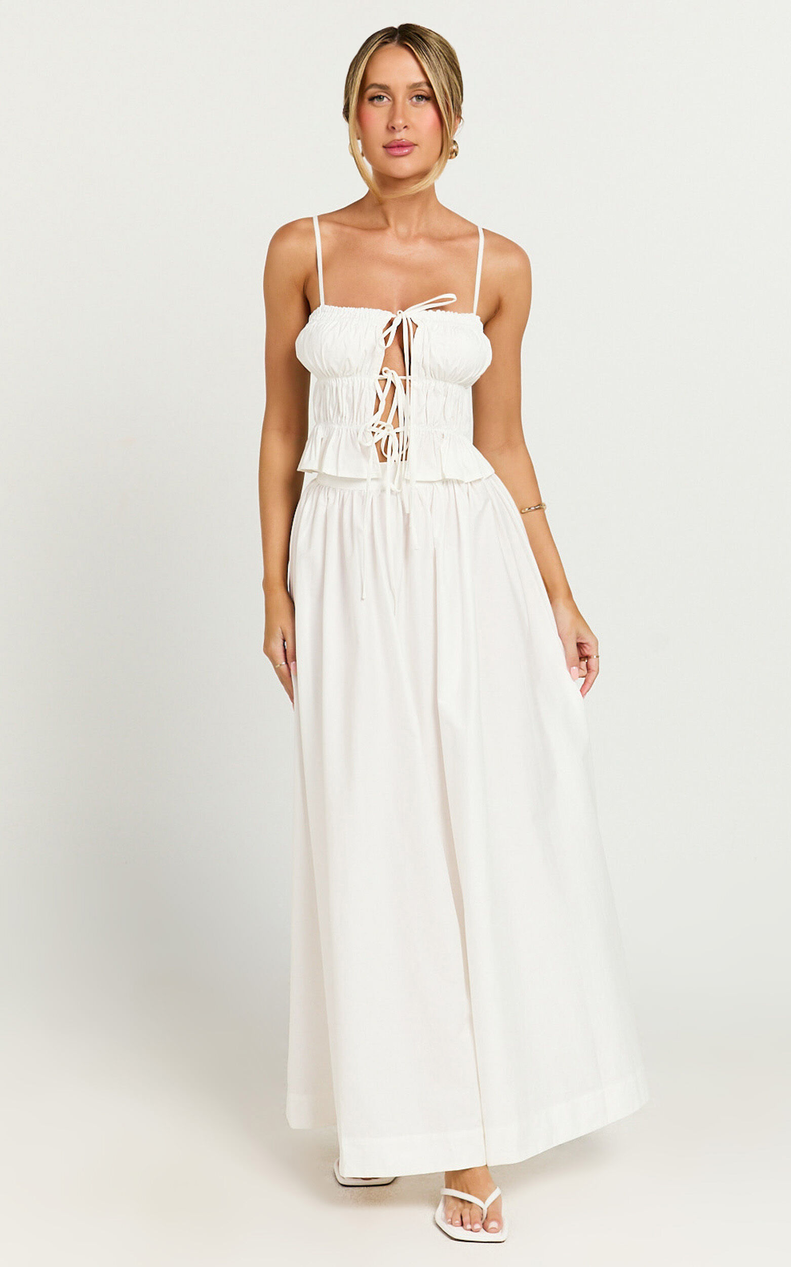 Preston Maxi Skirt - Gathered Waist Full Skirt in Ivory