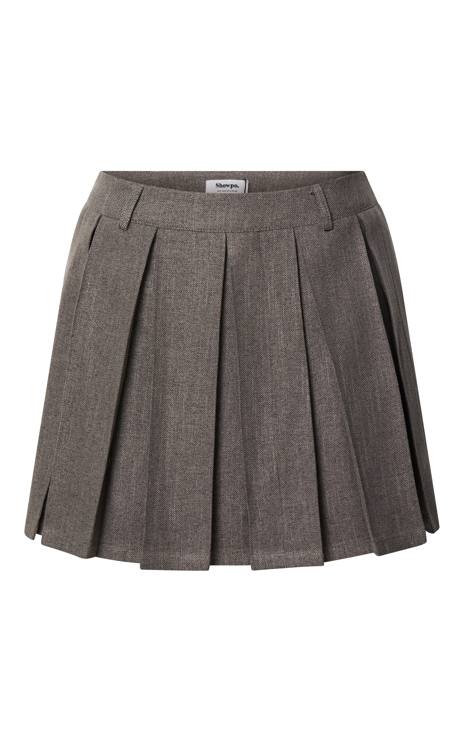 Andie Mini Skirt - Tailored Pleated Mini Skirt in Grey