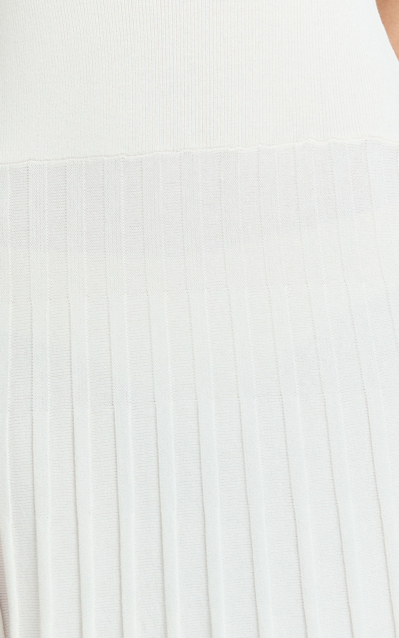 Paris Midi Dress - Strapless Drop Waist Pleated Knit Dress in White