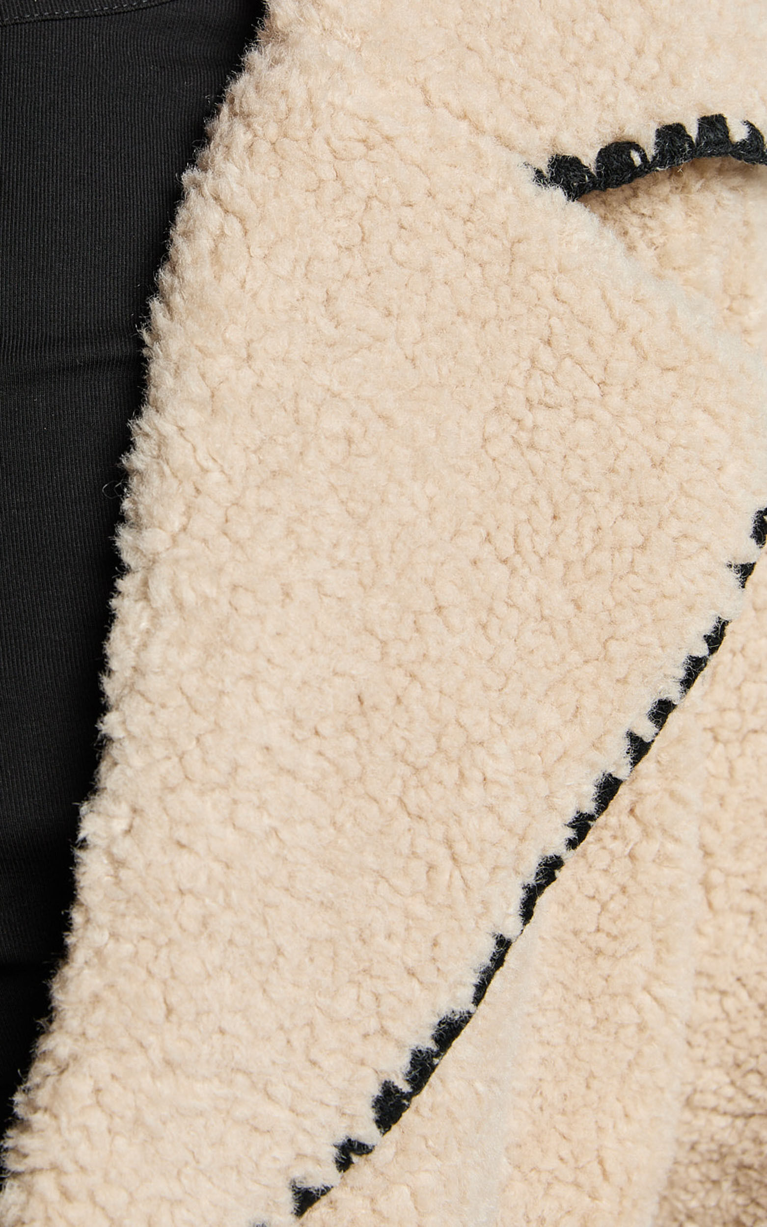 Adeline Jacket - Oversized Blanket Stitched Shearling Jacket in Caramel