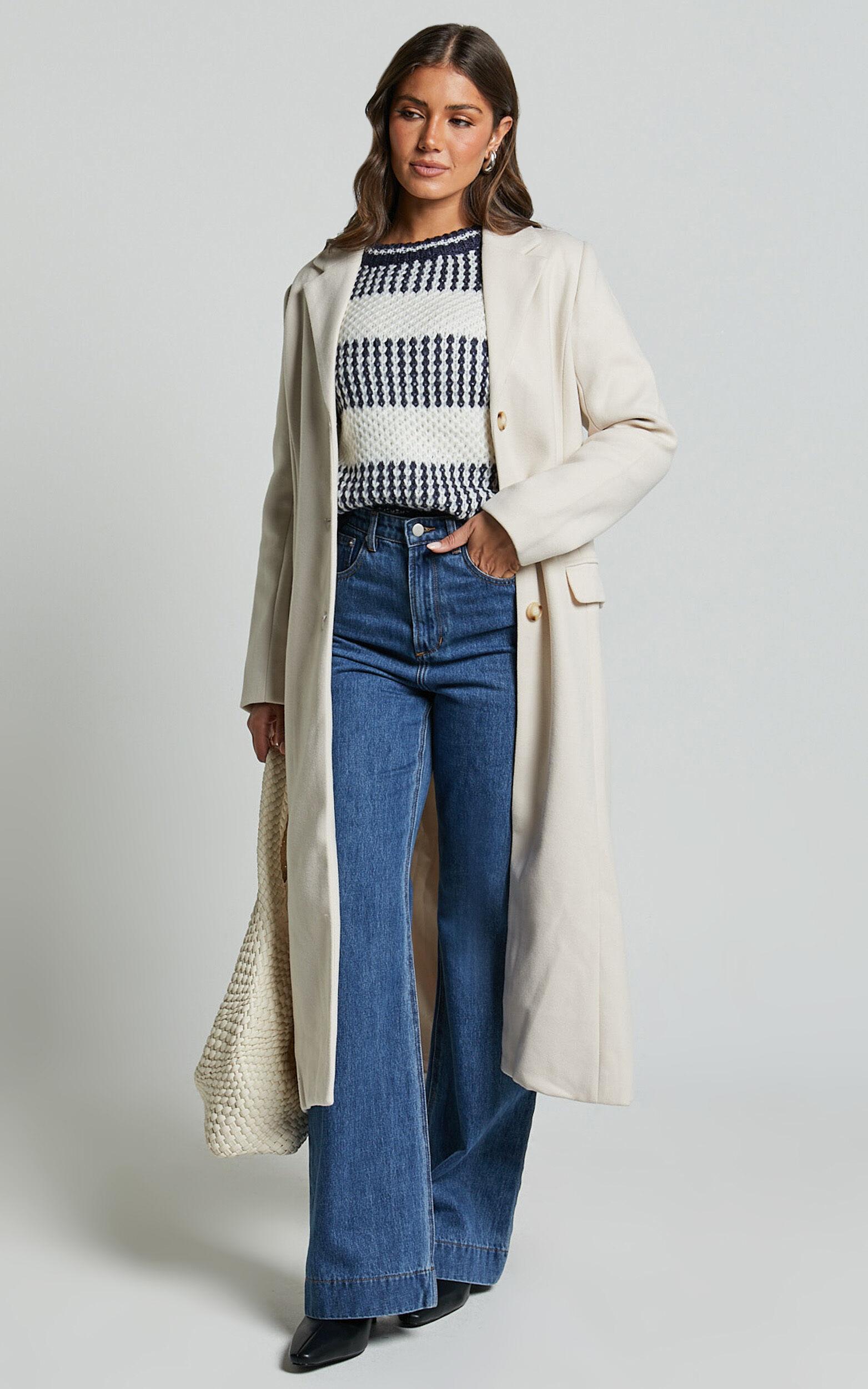 Snuggle Up Jumper - Knit Jumper in Navy Stripe