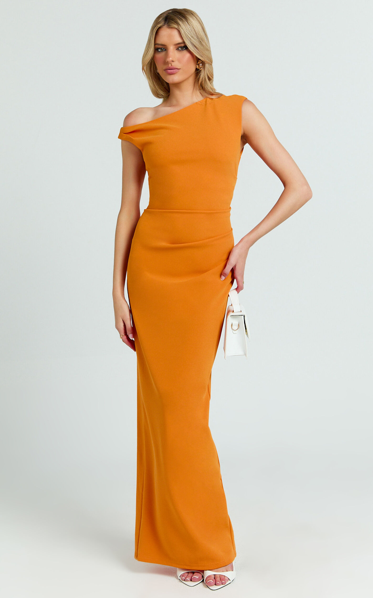 Genie Maxi Dress - Off The Shoulder Dress in Orange