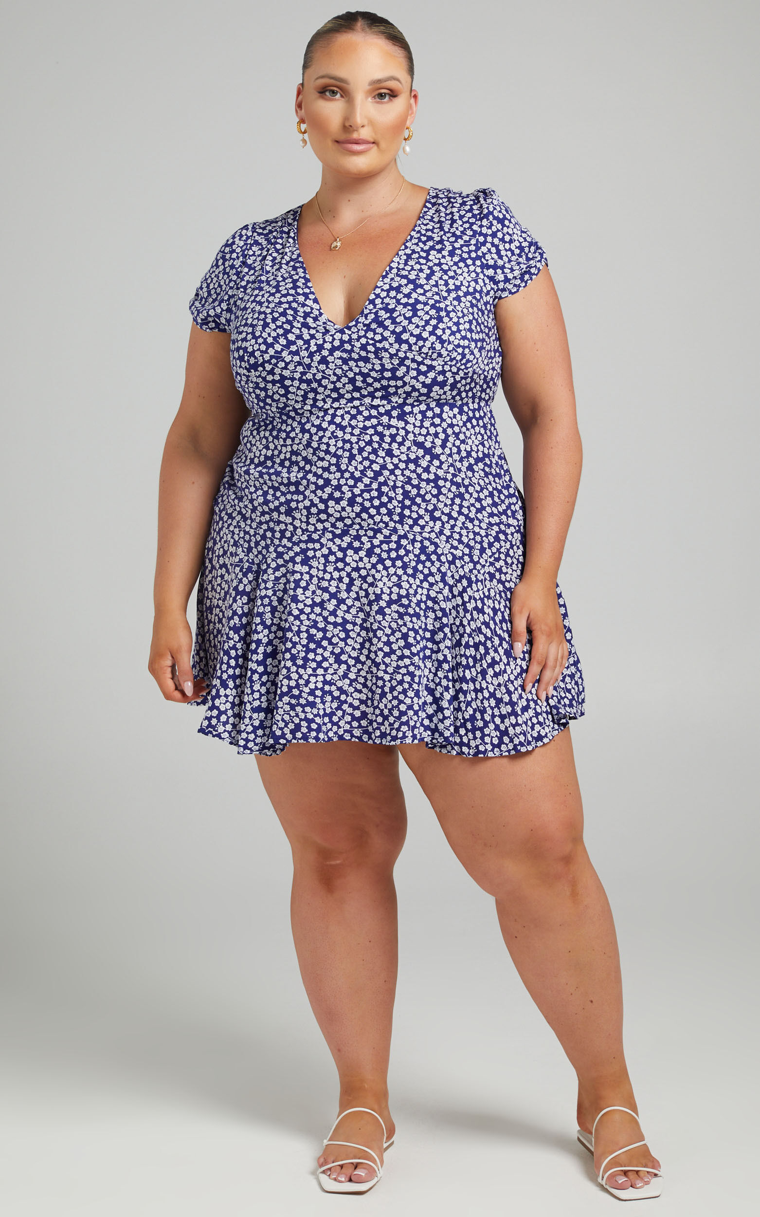 Bettina Mini Dress - Short Sleeve Dress in Navy