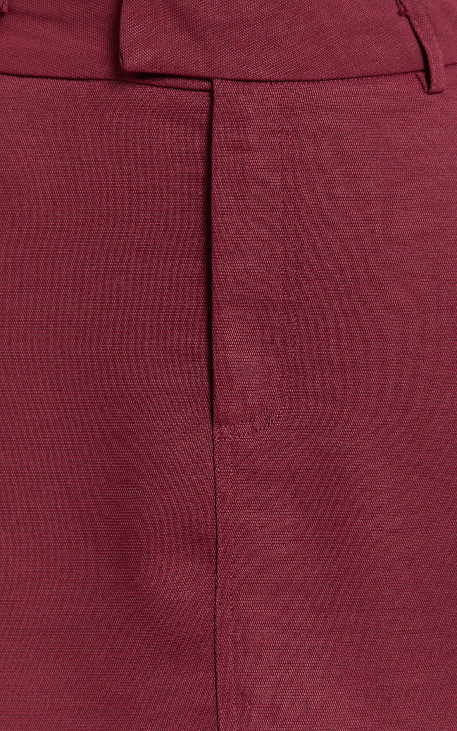 Torah Mini Skirt - Mid Waist Tailored A Line Skirt in Burgundy