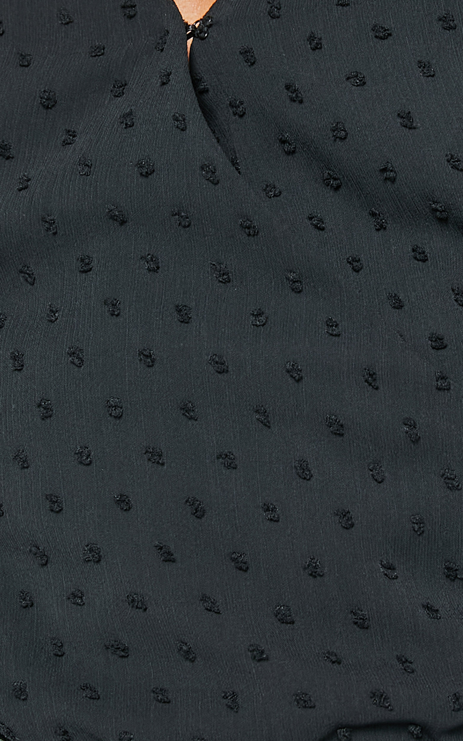 Delilah Bodysuit - V Neck Long Blouson Sleeve Bodysuit in Black