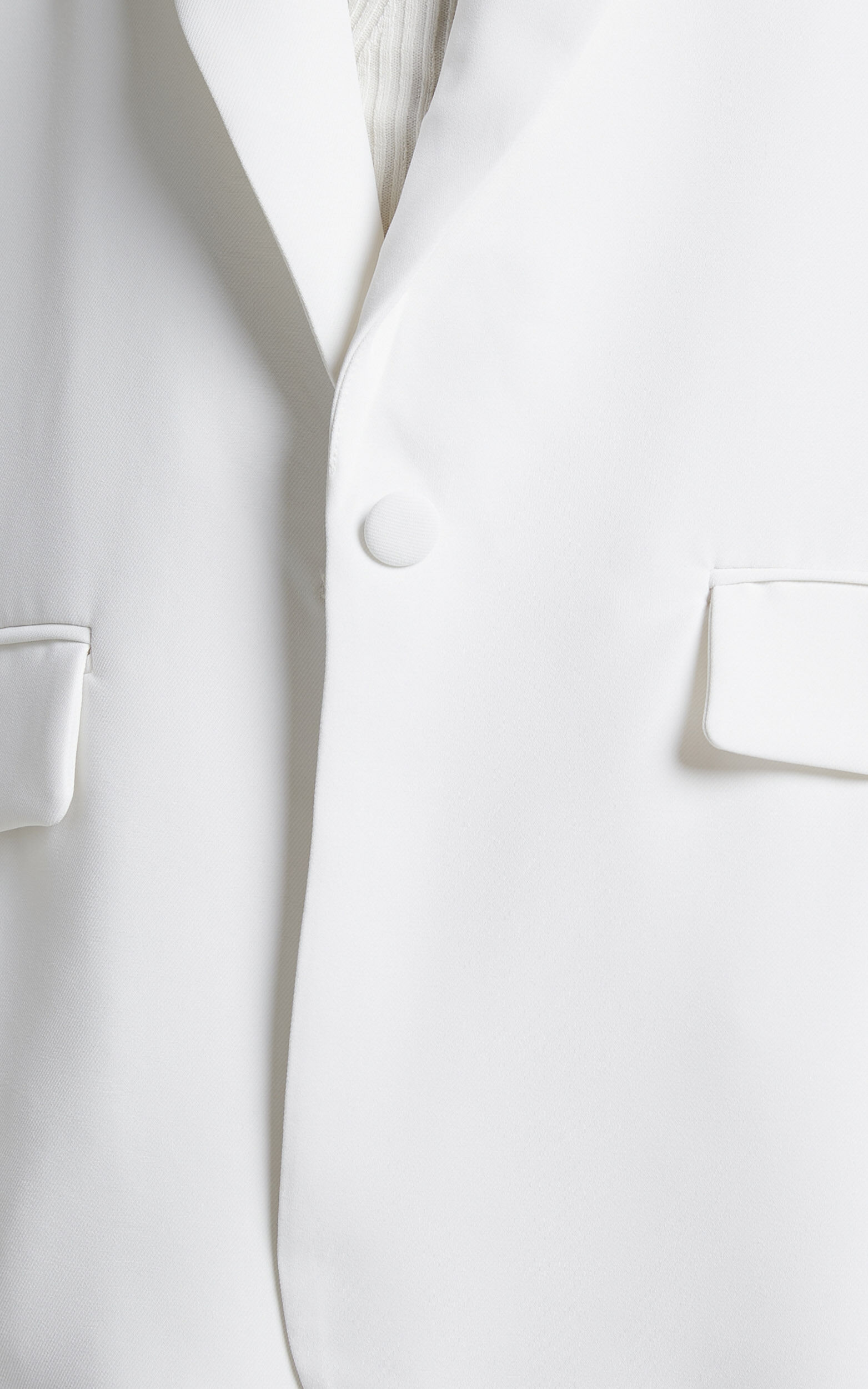 Michelle Blazer - Oversized Plunge Neck Button Up Blazer in White