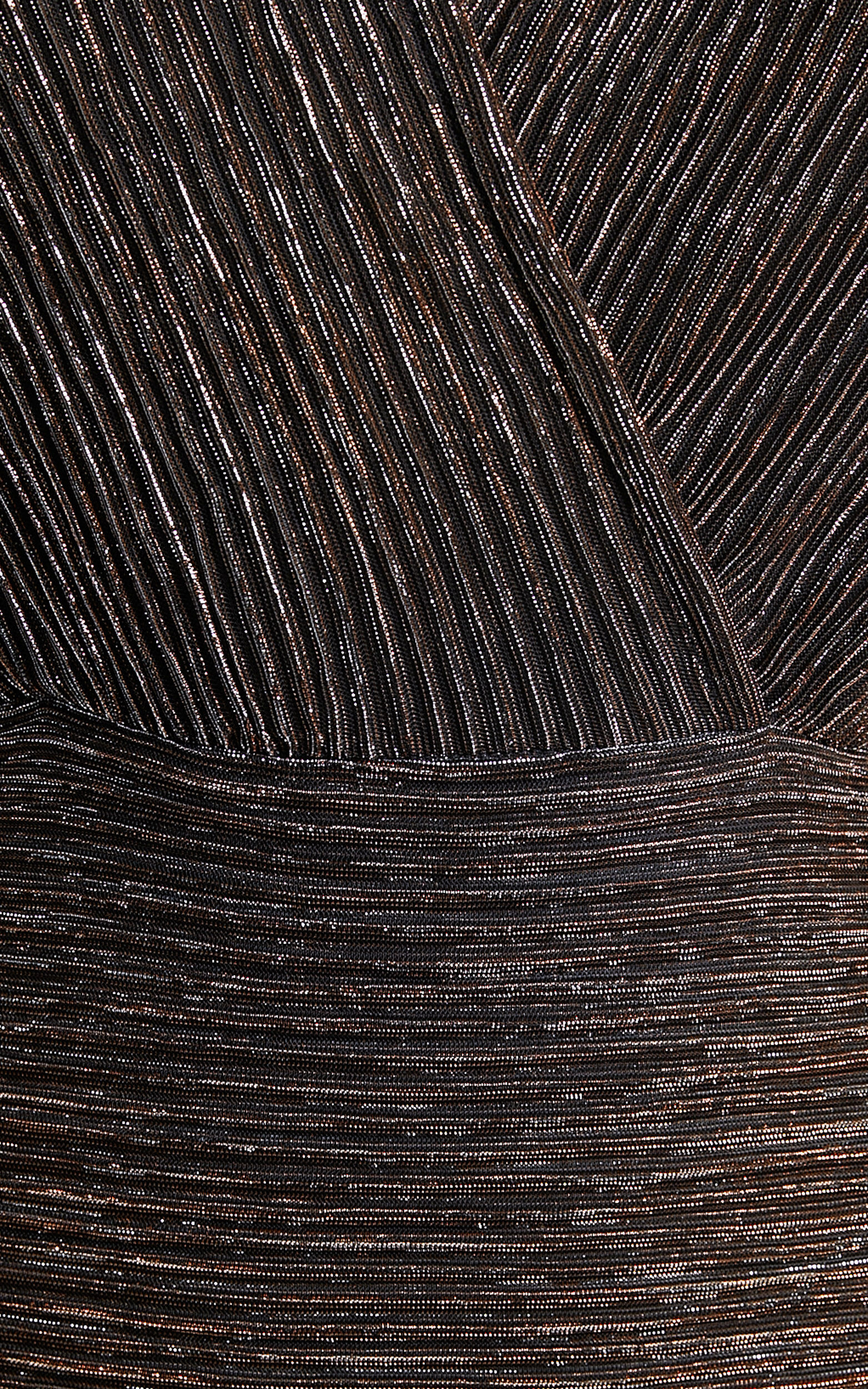 Laurah Mini Dress - V Neck Long Sleeve Plisse Dress in Black/gold