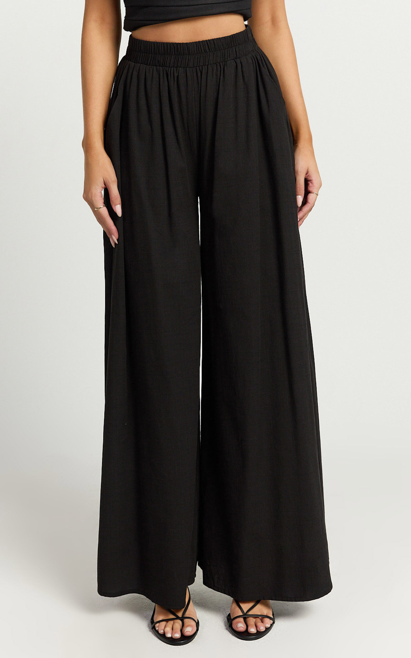Tamara Pants - High Elasticated Waist Wide Leg Pants in Black