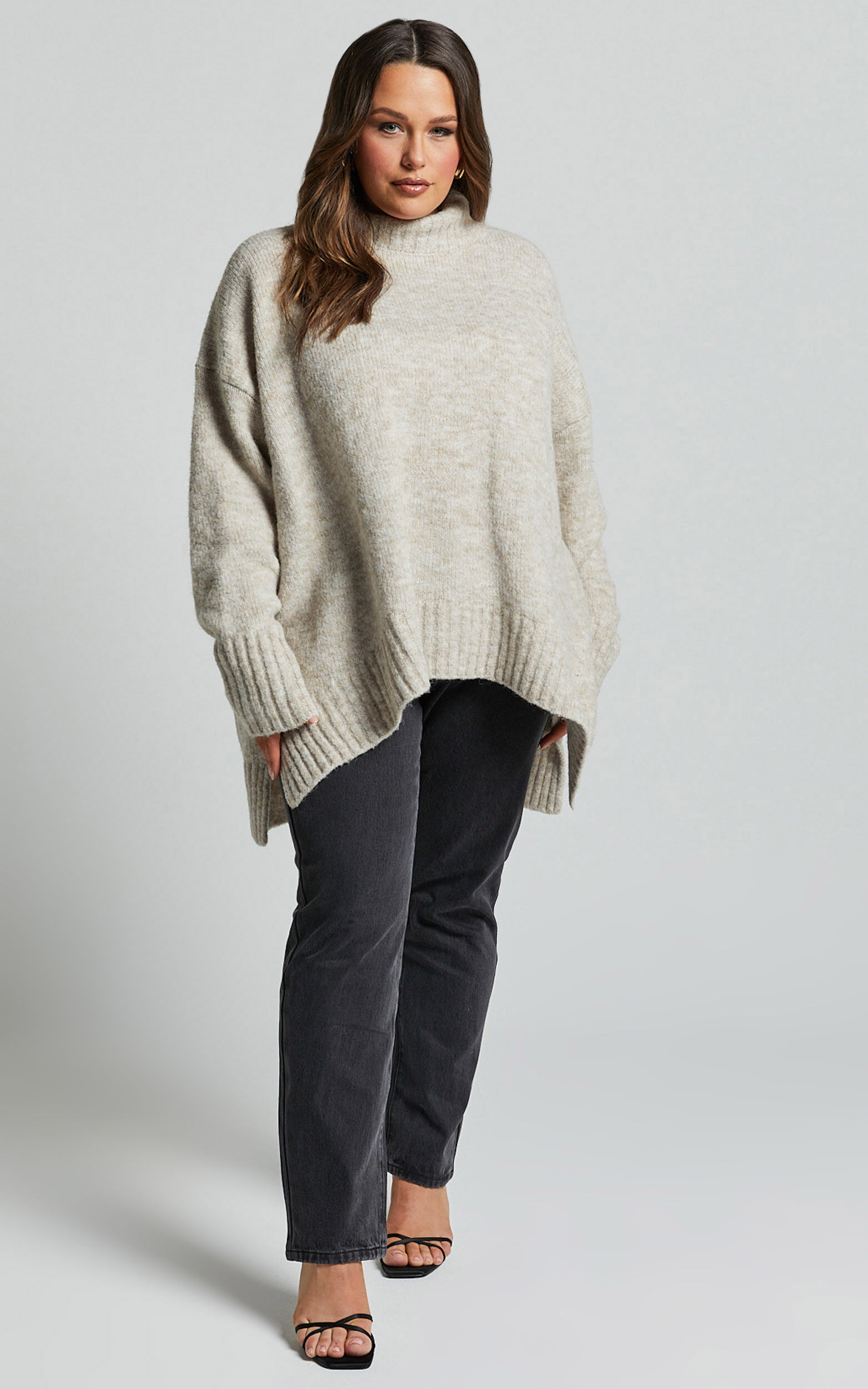 Luella Jumper - Oversized Turtle Neck Jumper in Oatmeal