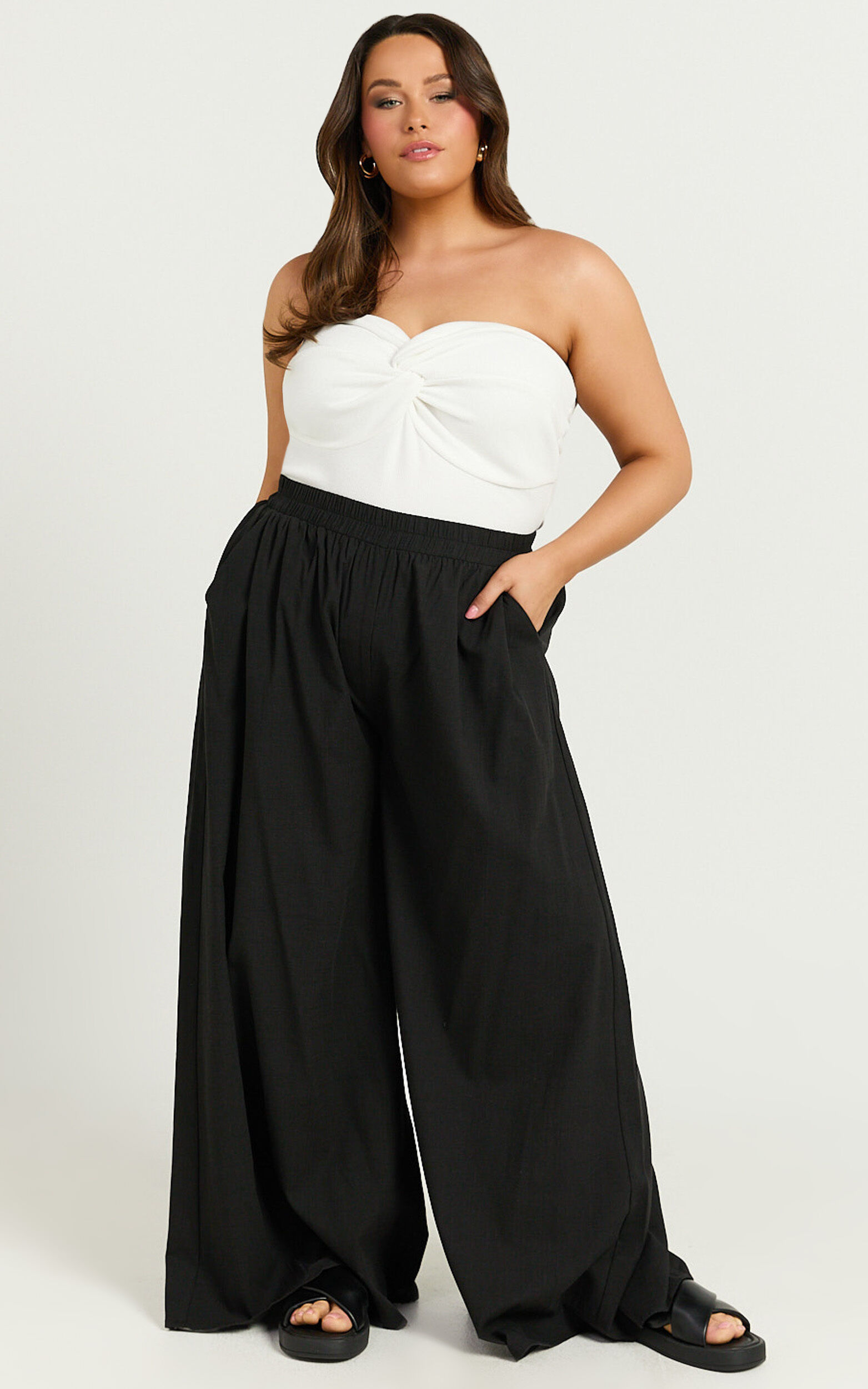 Tamara Pants - High Elasticated Waist Wide Leg Pants in Black