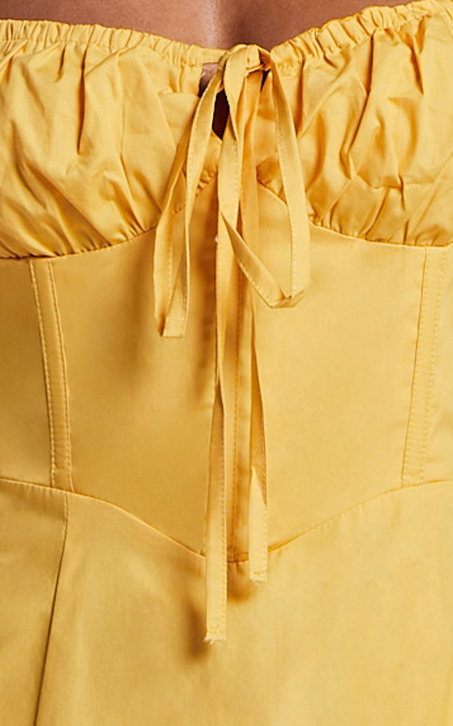 Maiya Midi Dress - Tie Front Fitted Bodice Dress in Pineapple