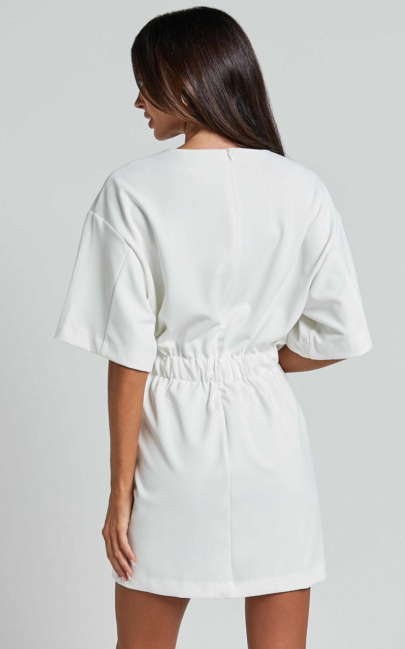 Karyna Mini Dress - Short Sleeve Boxy T-shirt Dress in White