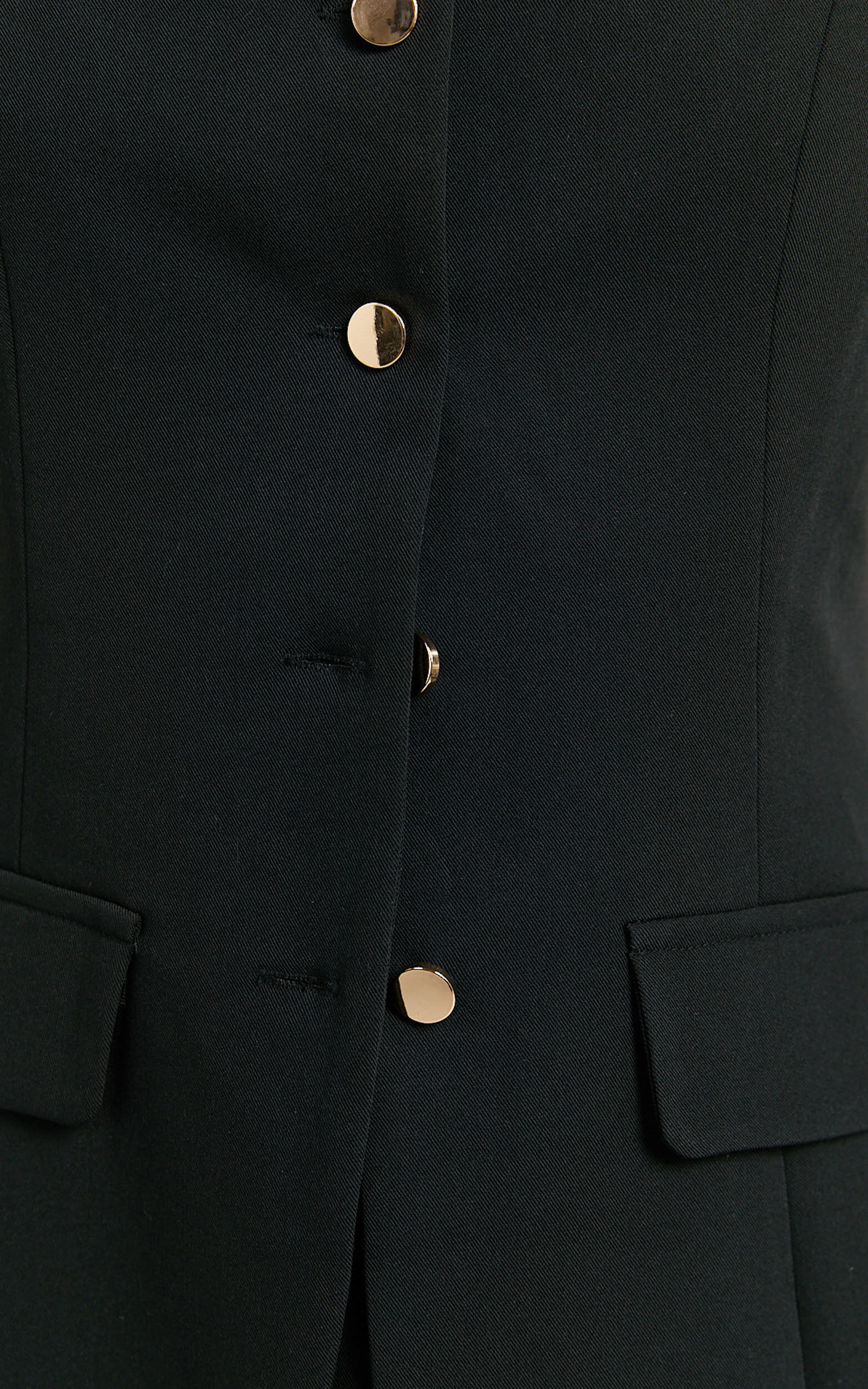 Phyllis Two Piece Set - Tailored Scoop Neck Vest Top and A Line Mini Skirt Set in Black