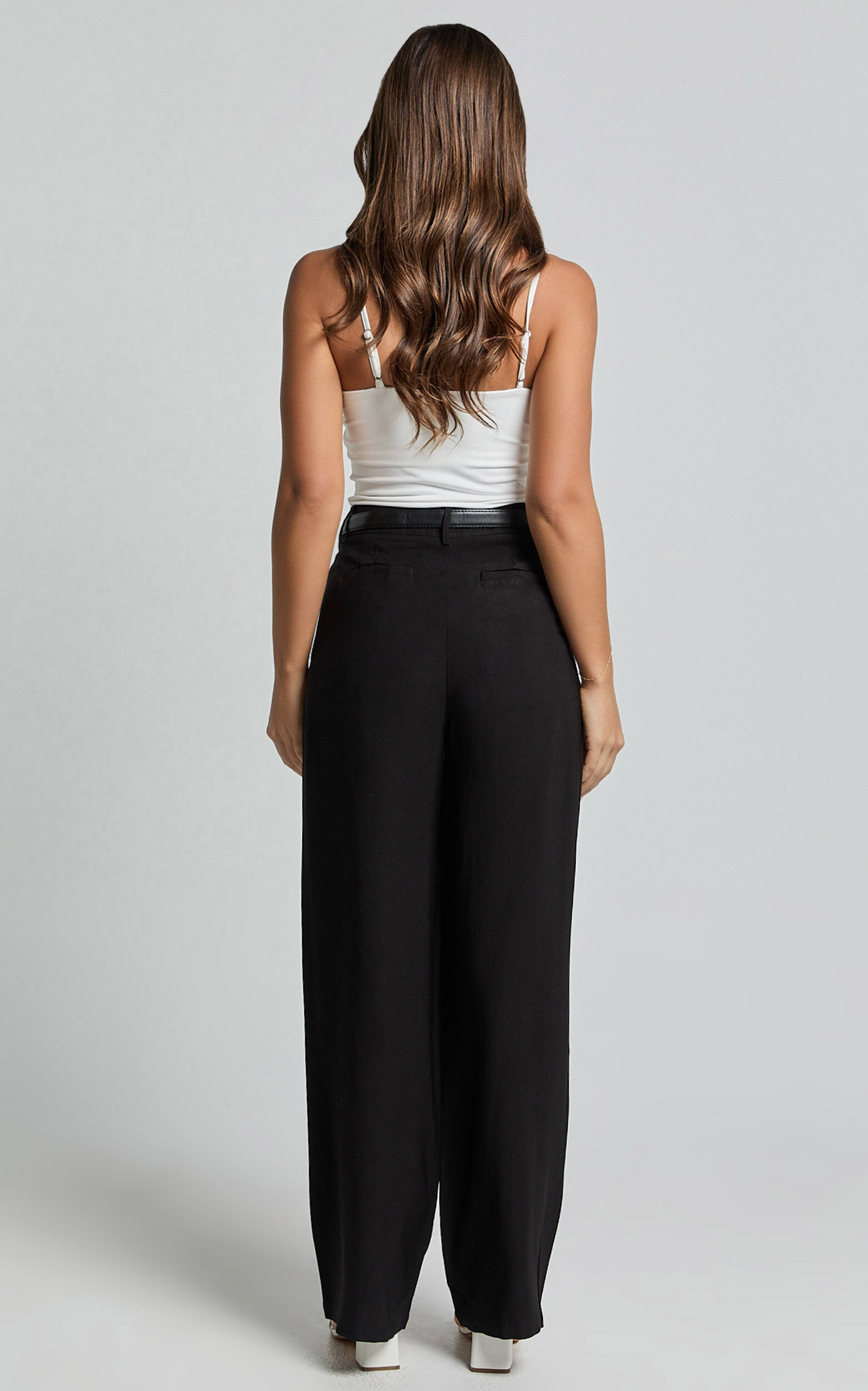 Augustus Pants - High Waisted Wide Leg Tailored Pants in Black