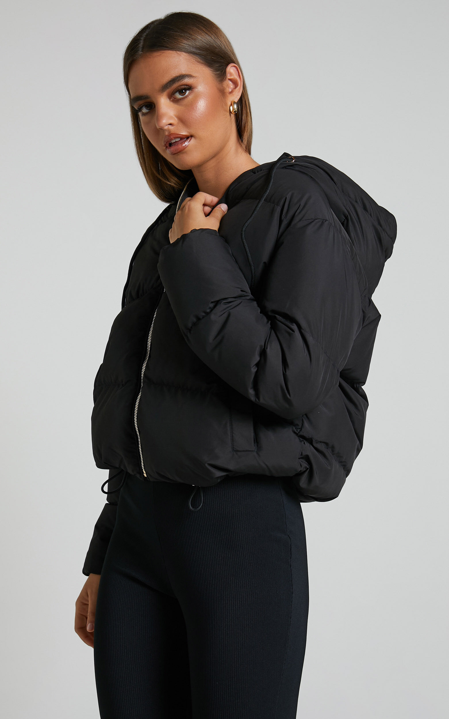 Helgi Jacket - Hooded Puffer Jacket in Black