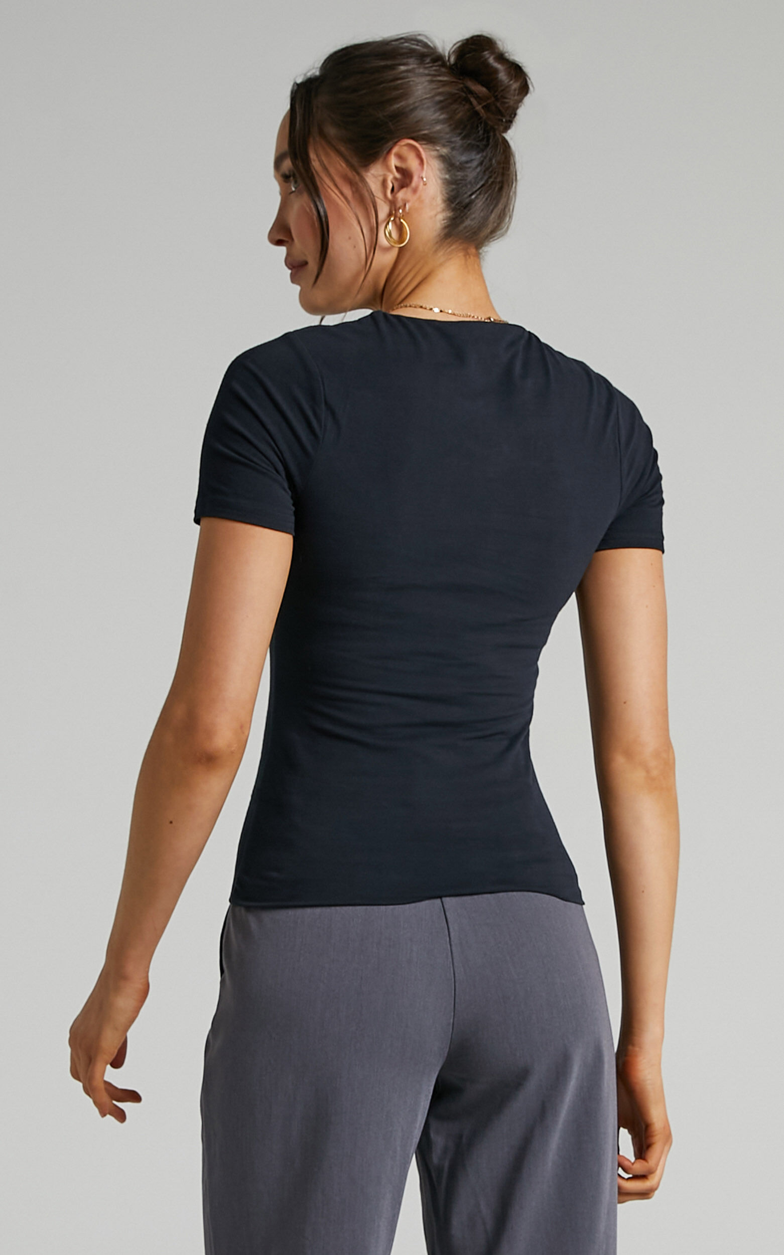 Alexie Tshirt - High Neckline Tshirt in Black