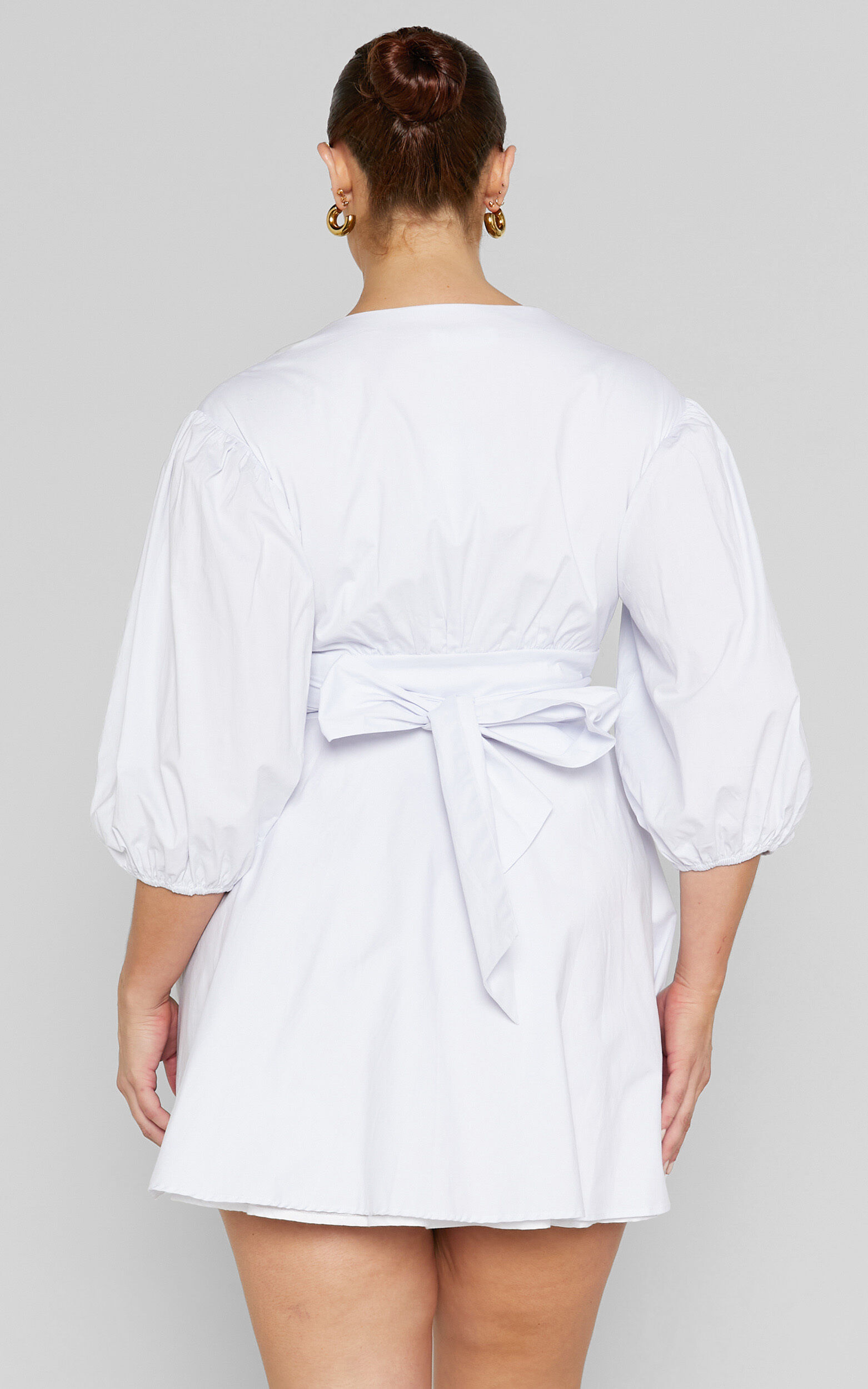 Zyla Mini Dress - Puff Sleeve Wrap Dress in White