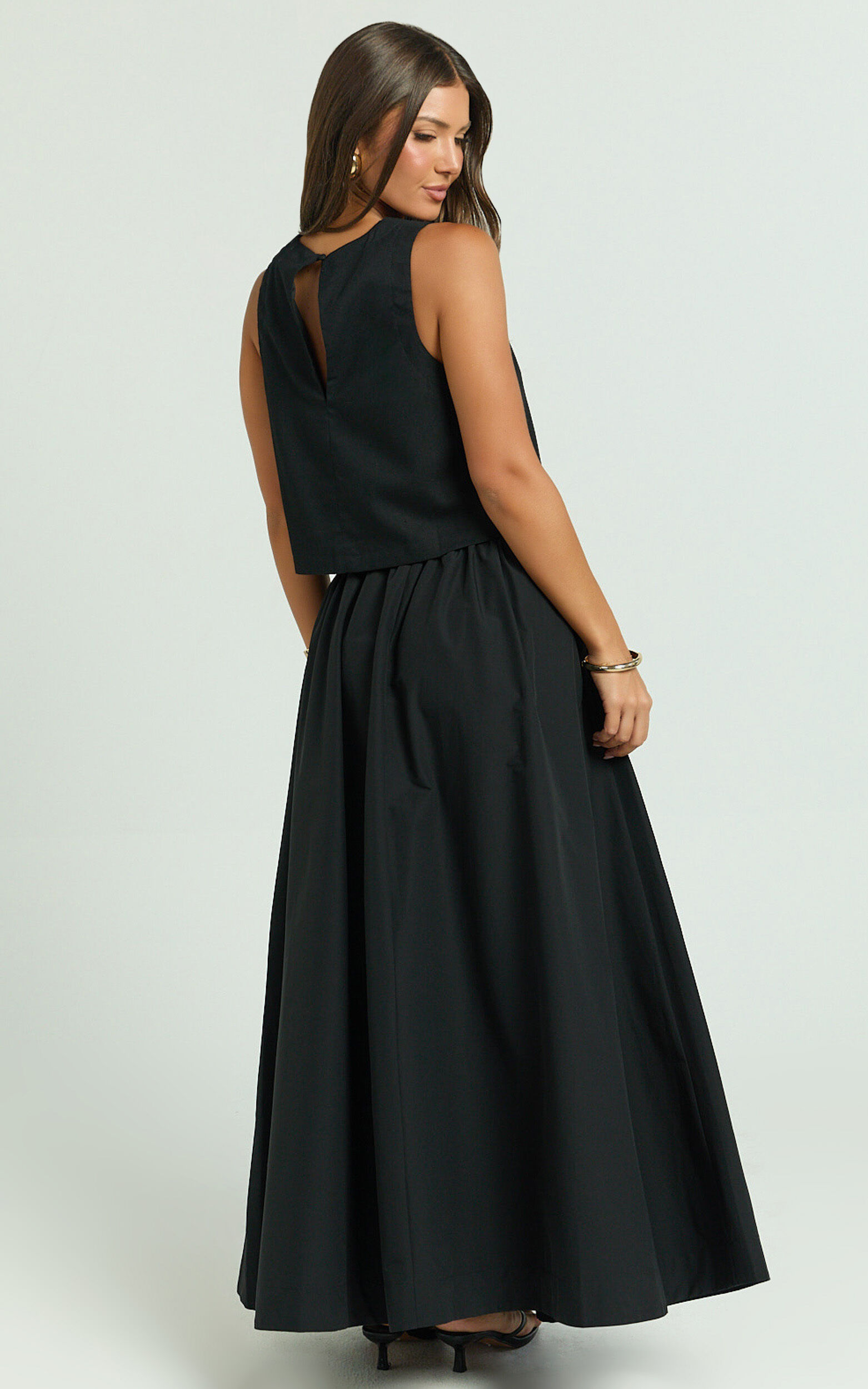 Preston Maxi Skirt - Gathered Waist Full Skirt in Black