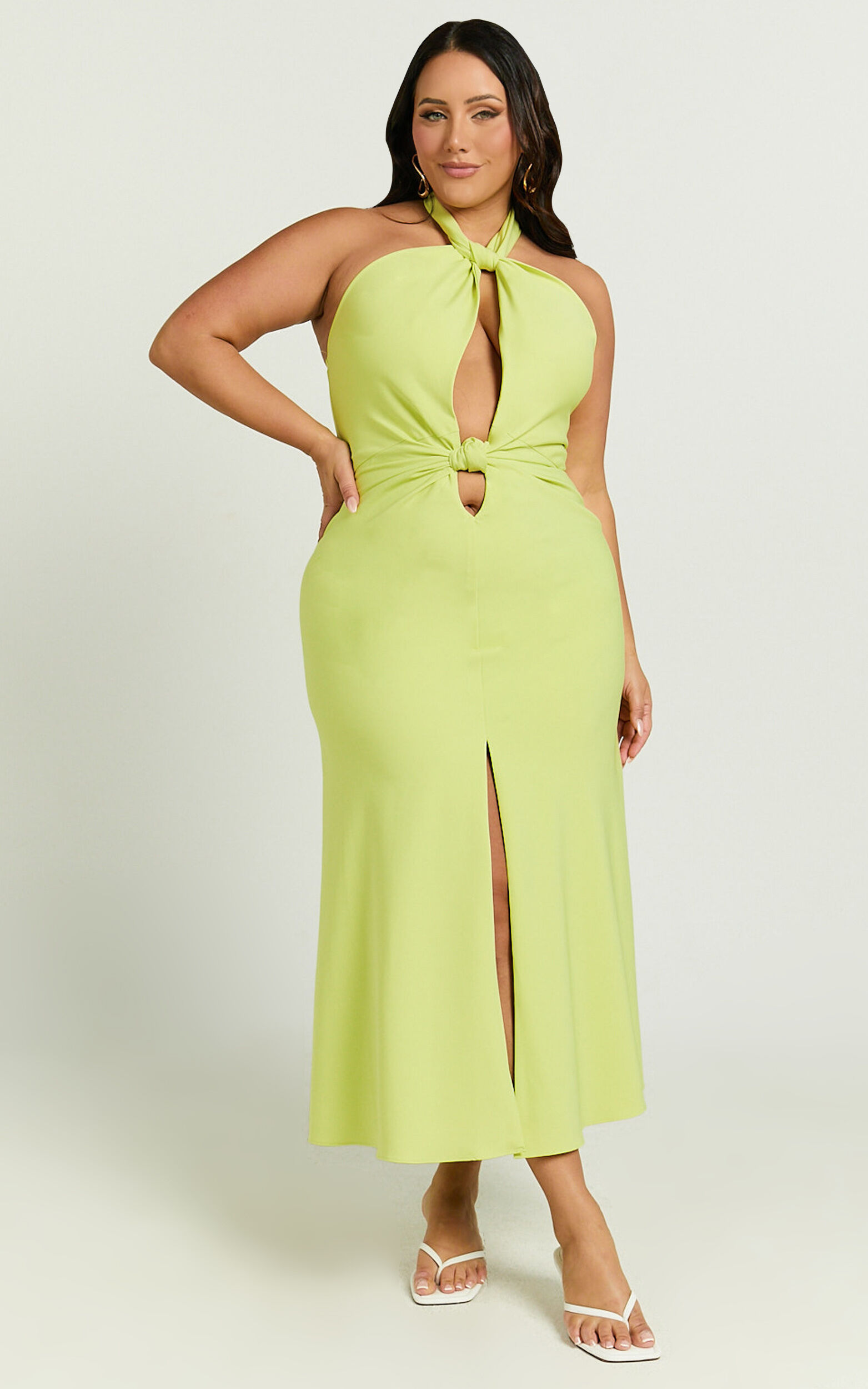 Amalie The Label - Levine Halter Front Cut Out Midi Dress in Citrus