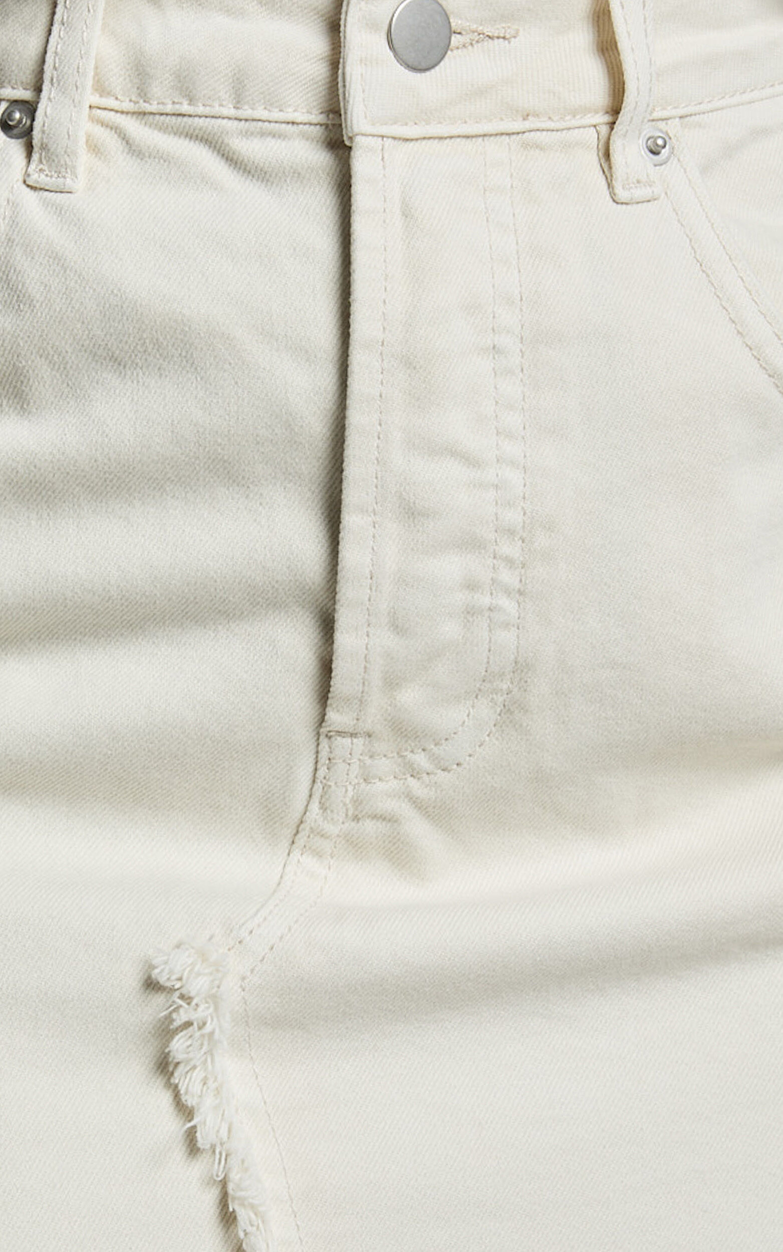 Pieta Mini Skirt - Recycled Cotton Raw Hem Denim Skirt in Ecru