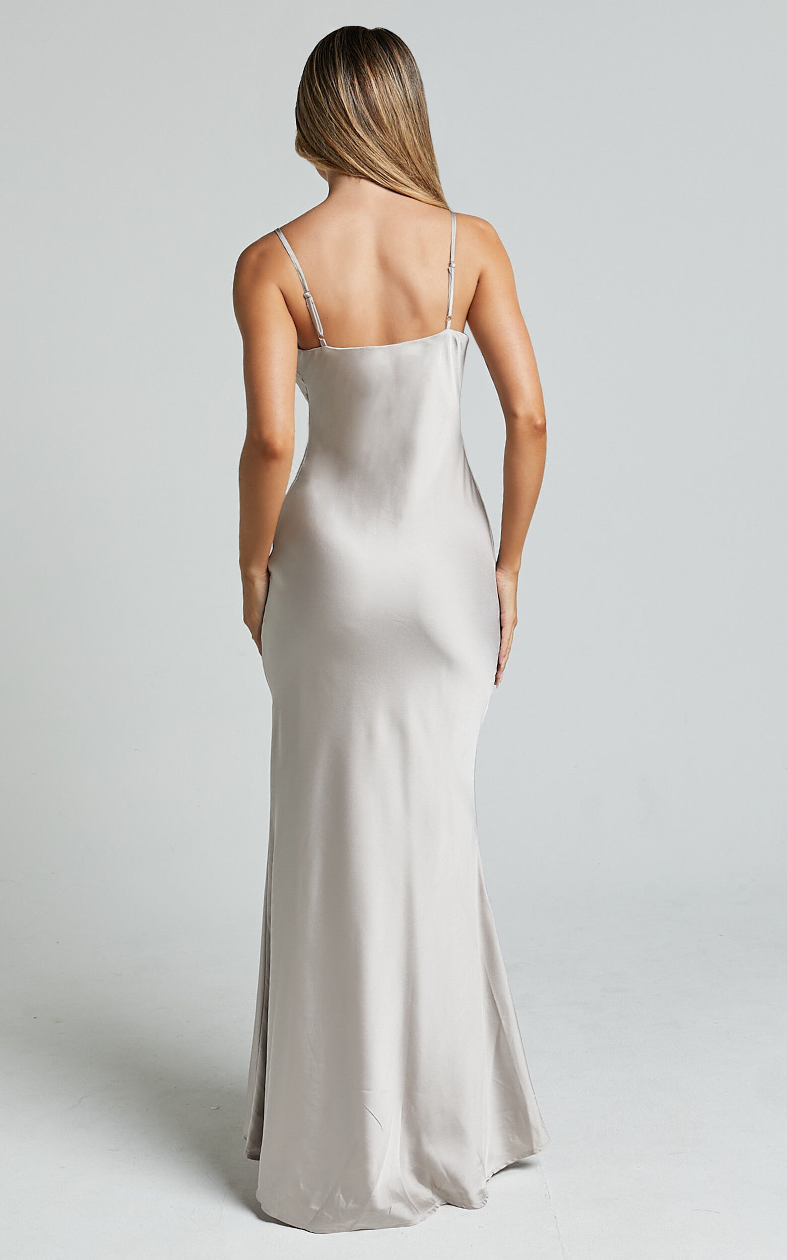 Lunaria Maxi Dress - Cowl Mermaid Slip Dress in Champagne