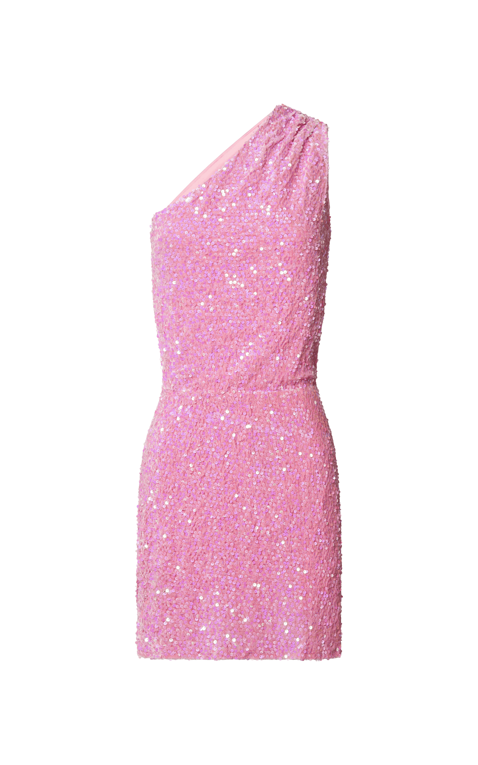 Lucy Mini Dress - One Shoulder Sequin Mini Dress in Pink