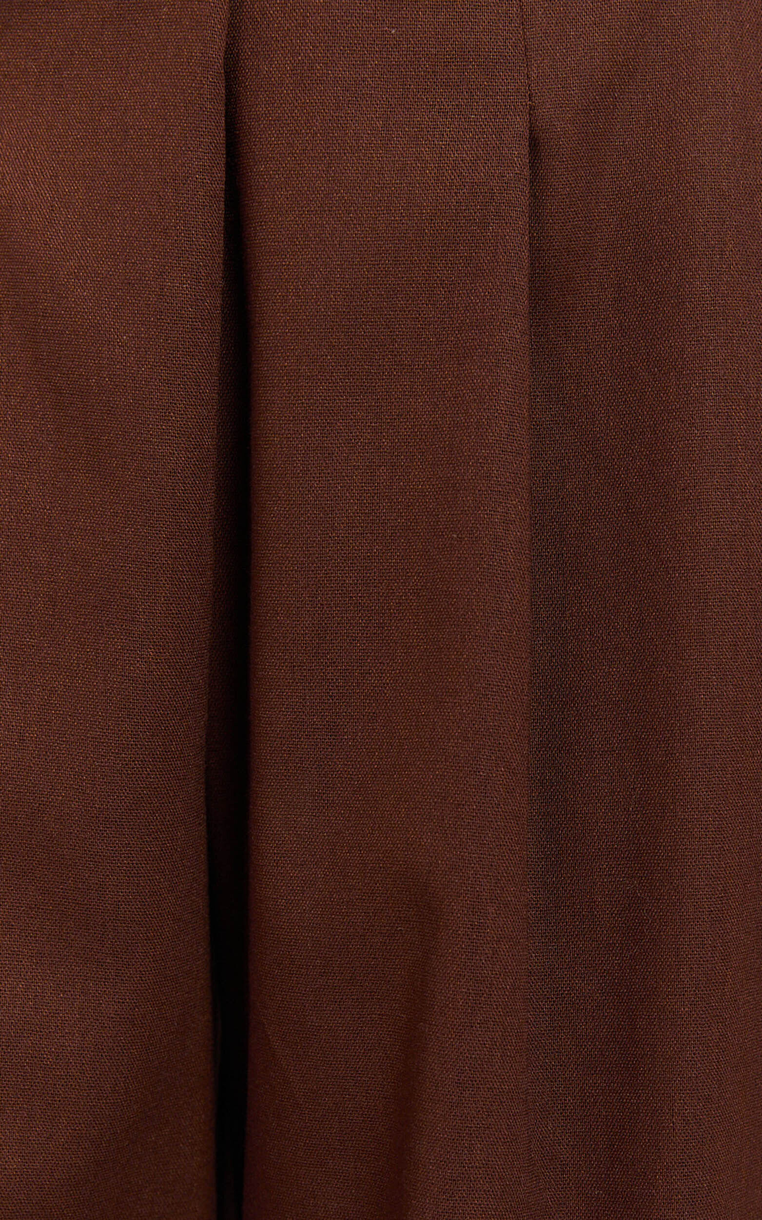 Alina Pants - Linen High Waisted Wide Leg Relaxed Pants in Chocolate