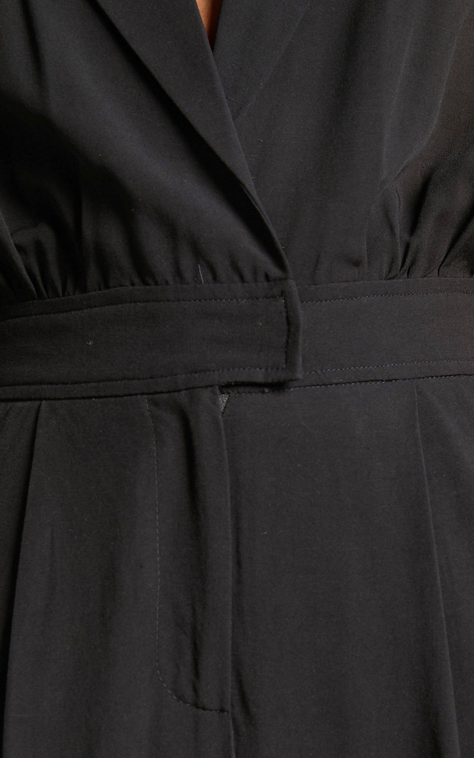 Ayelin Jumpsuit - Linen Relaxed 3/4 Sleeve Jumpsuit in Black