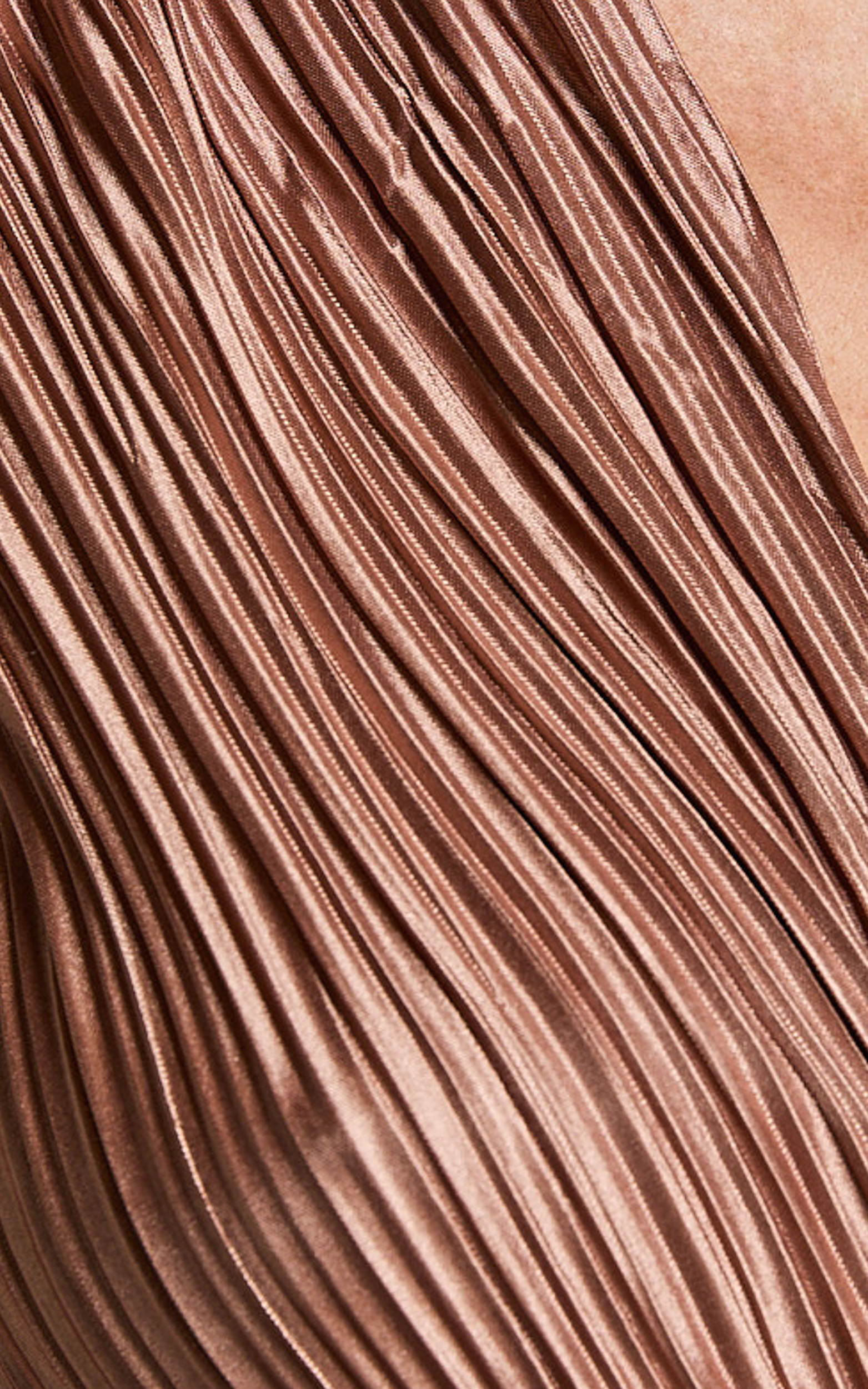 Aluna Two Piece Set - Plisse Twist Front Crop Top and Wide Leg Pants Set in Chocolate