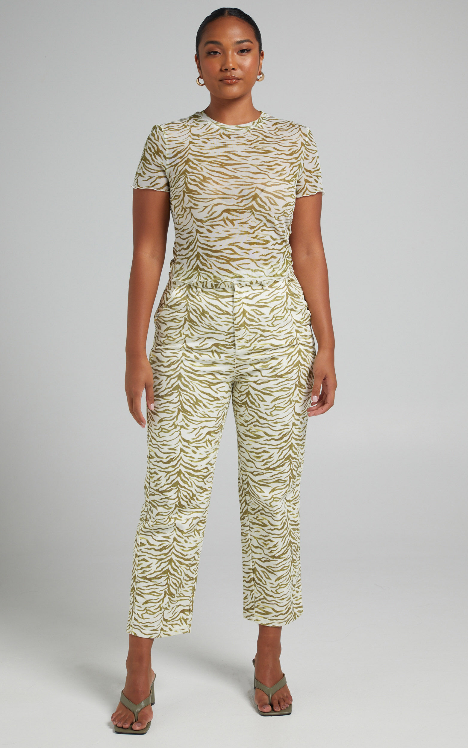 Cools Club - Mid Rise California Pant in HERB ZEBRA