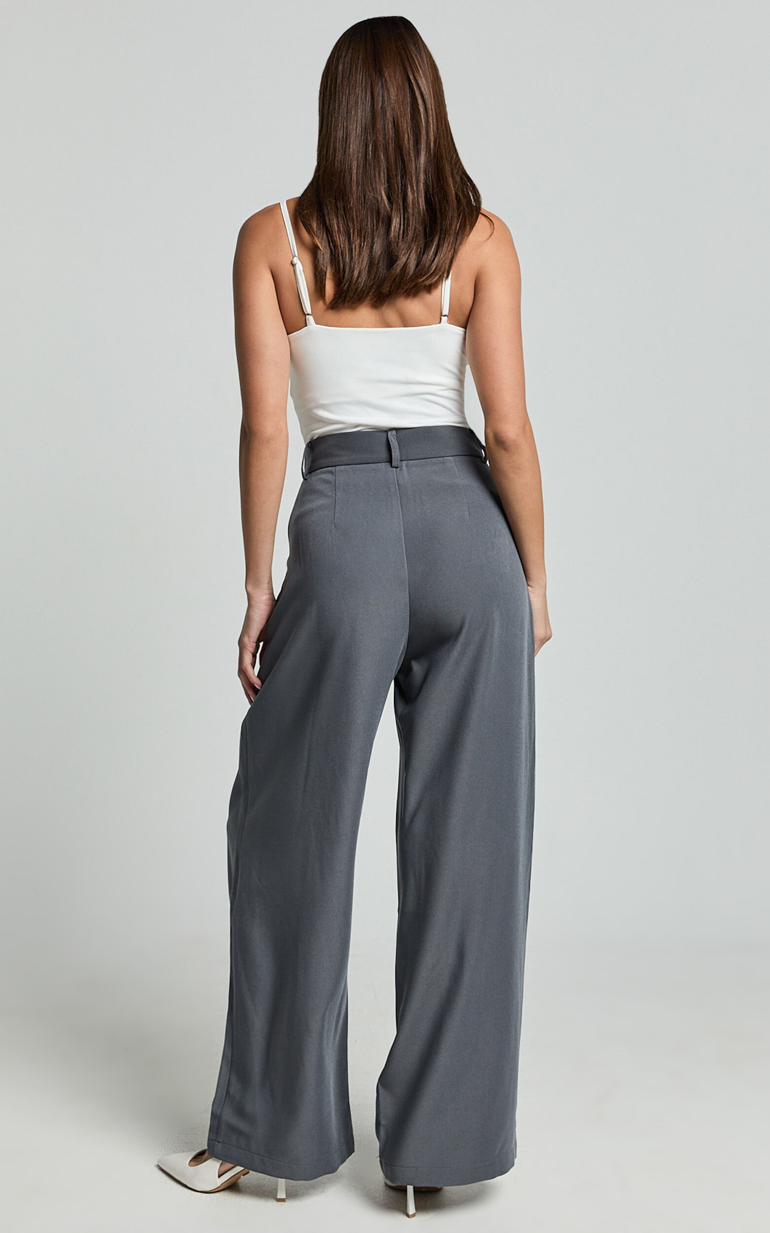 Daffy Pants - Elastic Back Waist Tailored Pant in Grey