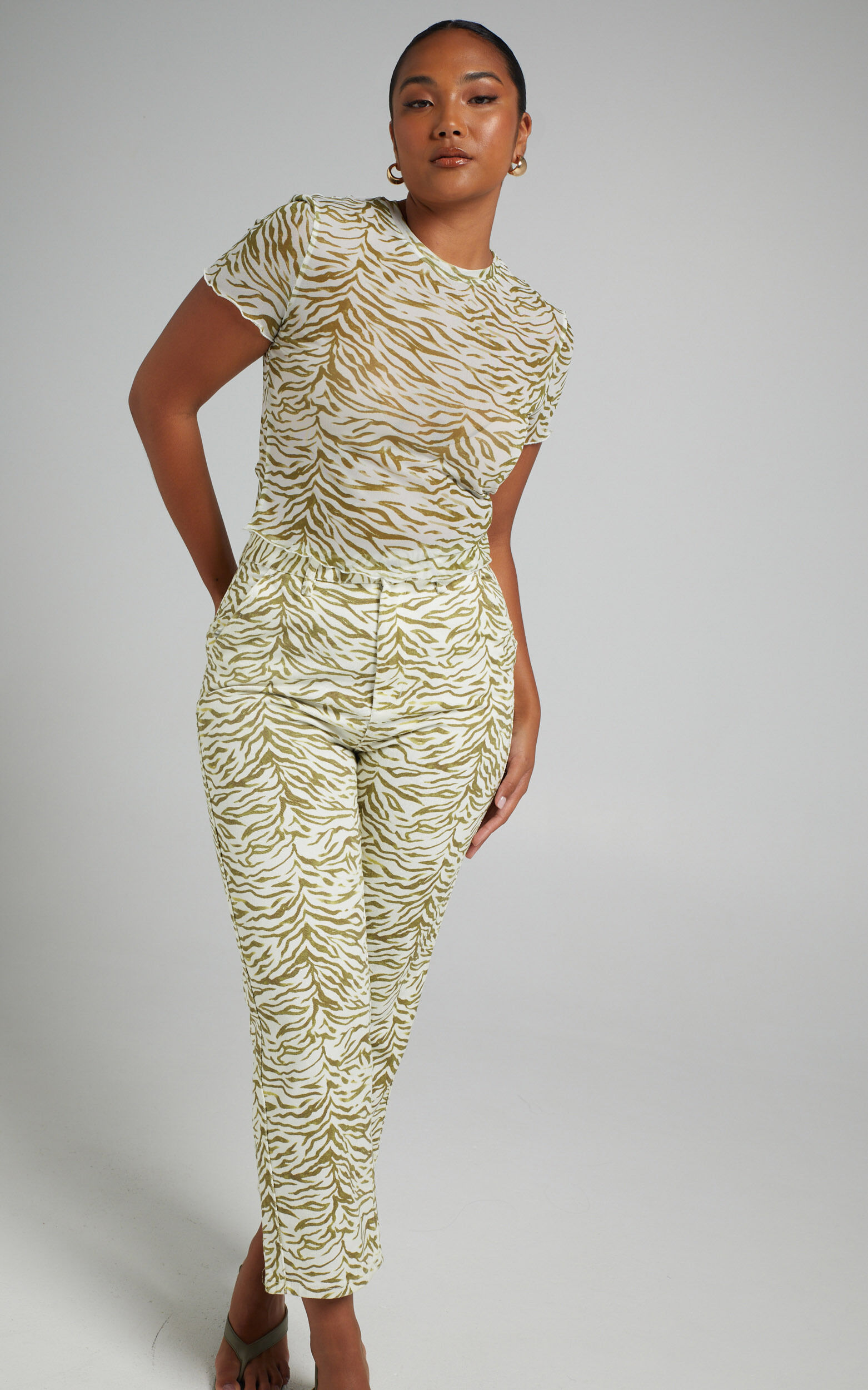 Cools Club - Mid Rise California Pant in HERB ZEBRA