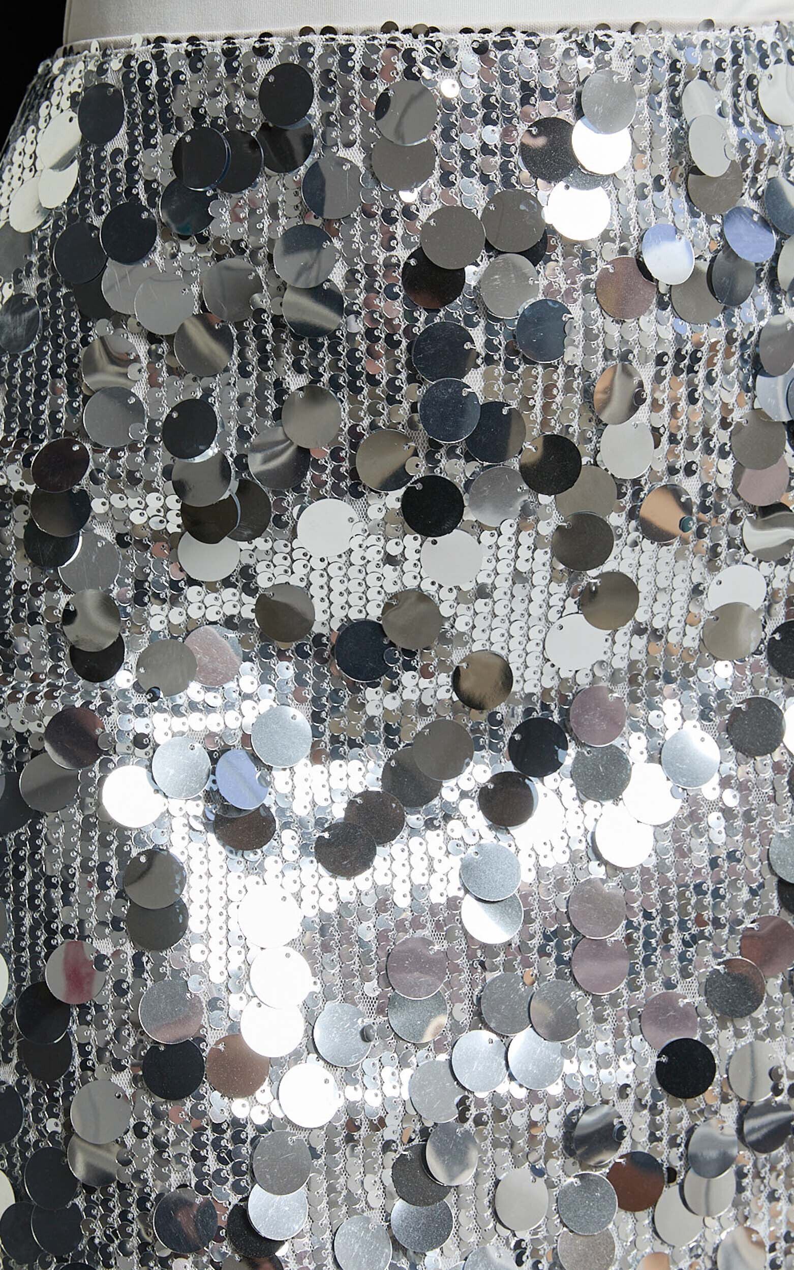 Lucy Mini Skirt - Large Circle Sequin Skirt in Silver