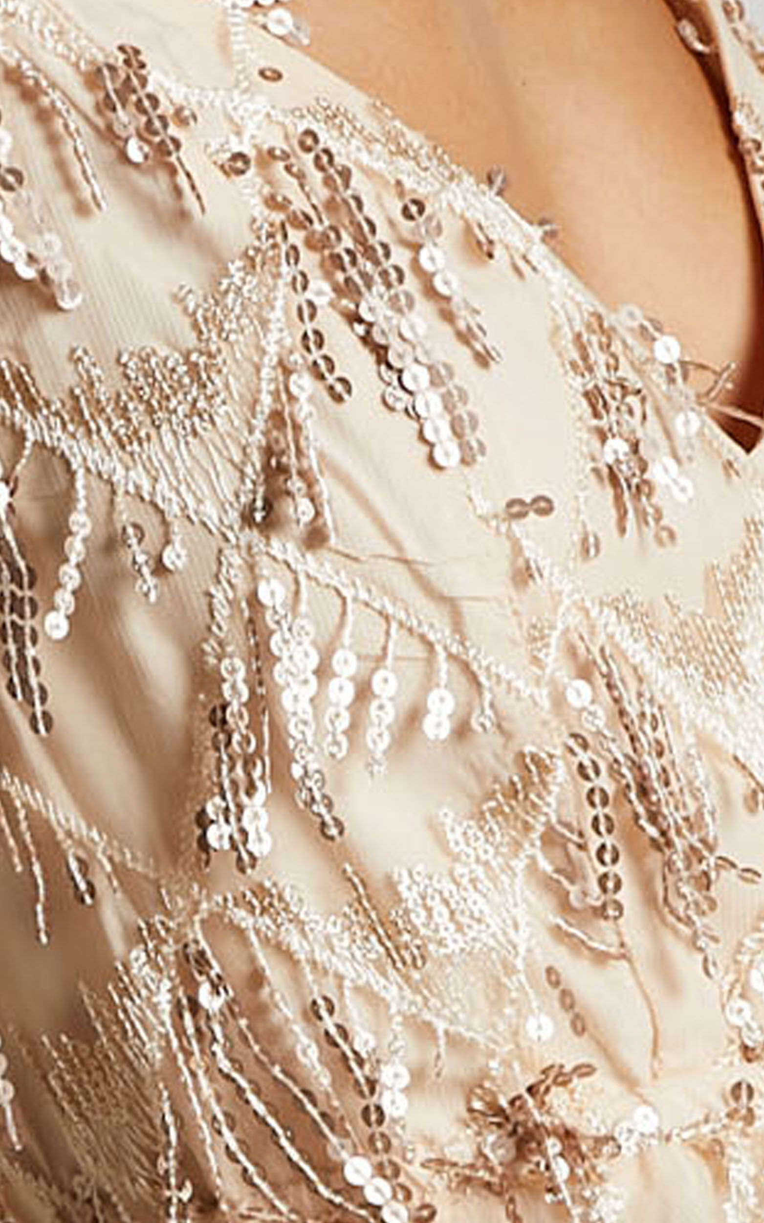 Khrizza Mini Dress - Sequin Gathered Dress in Gold