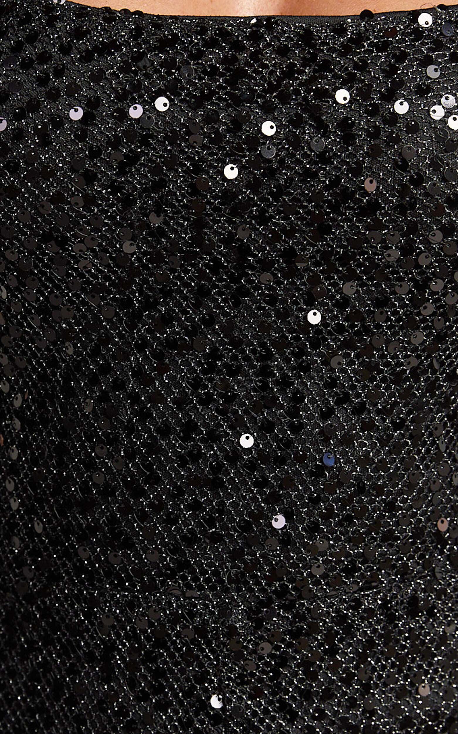 Carlie Jumpsuit - Straight Neck Strappy Sequin in Black