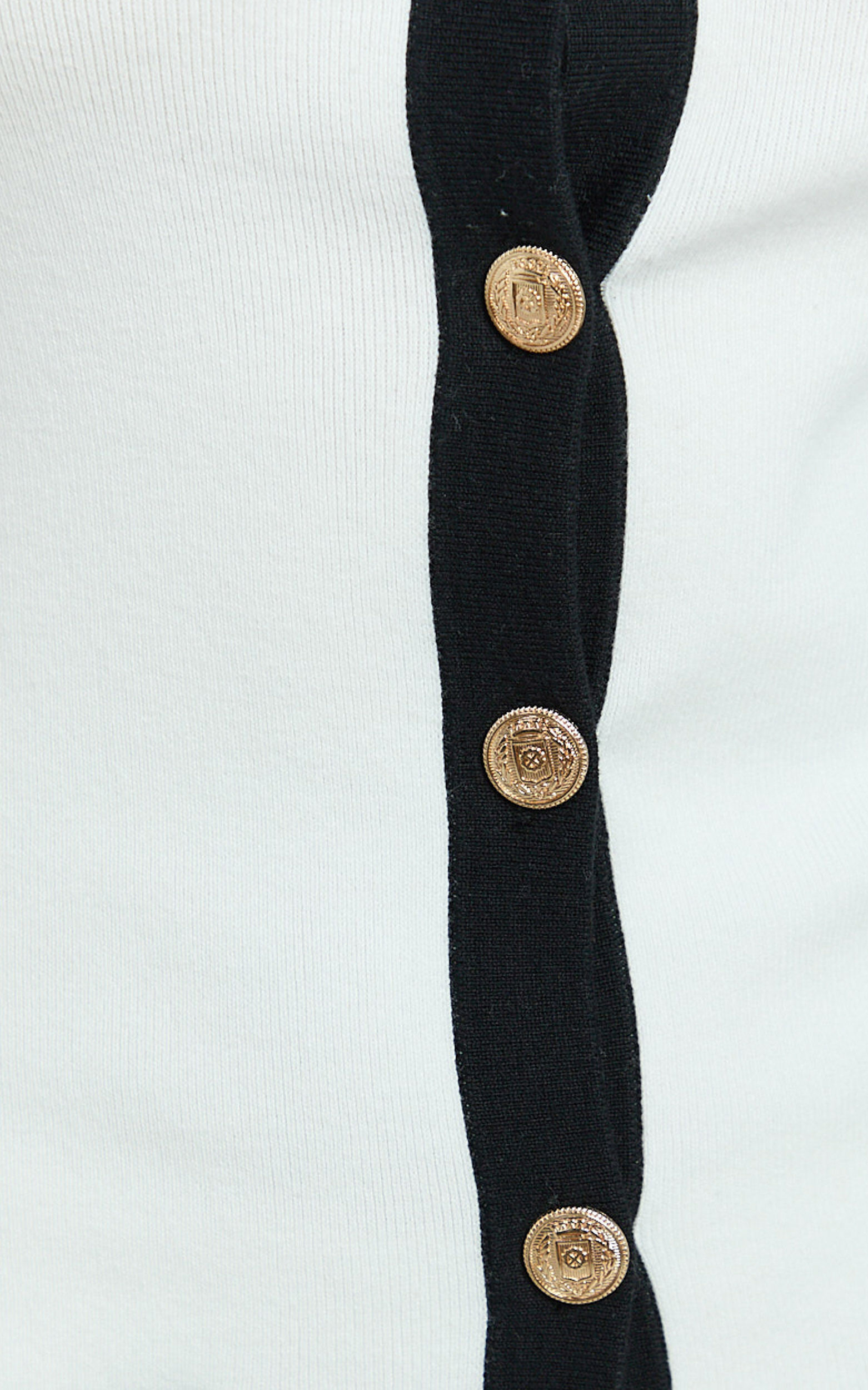 Gabby Midi Dress -  Sweetheart Strapped Button Front Fitted Contrast Trim Knit Dress in Cream