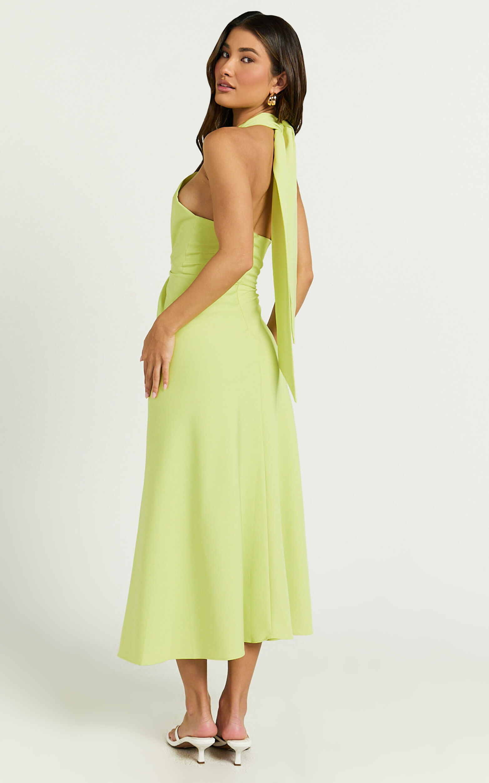 Amalie The Label - Levine Halter Front Cut Out Midi Dress in Citrus