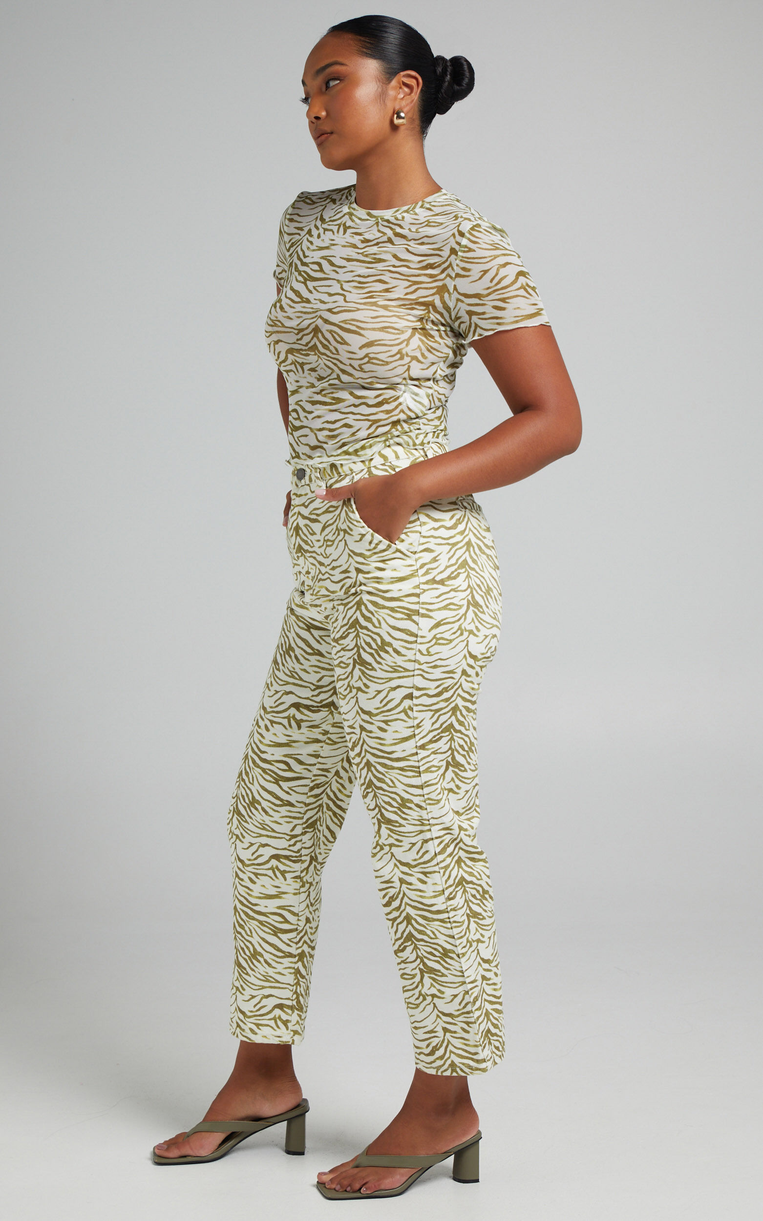 Cools Club - Mid Rise California Pant in HERB ZEBRA