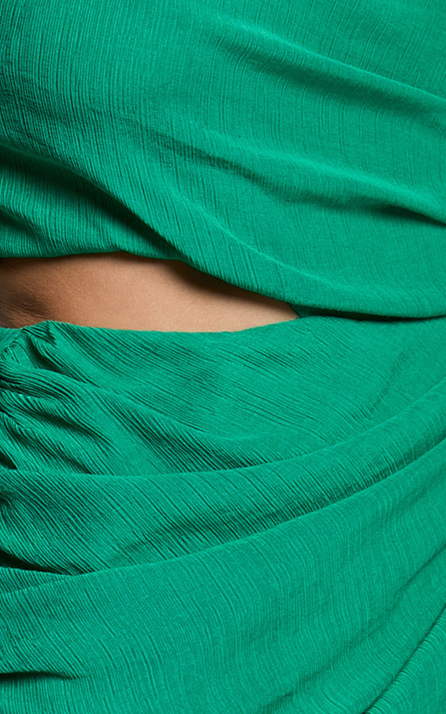 Darcy Maxi Dress - One Shoulder Side Cut Out Gathered Dress in Green