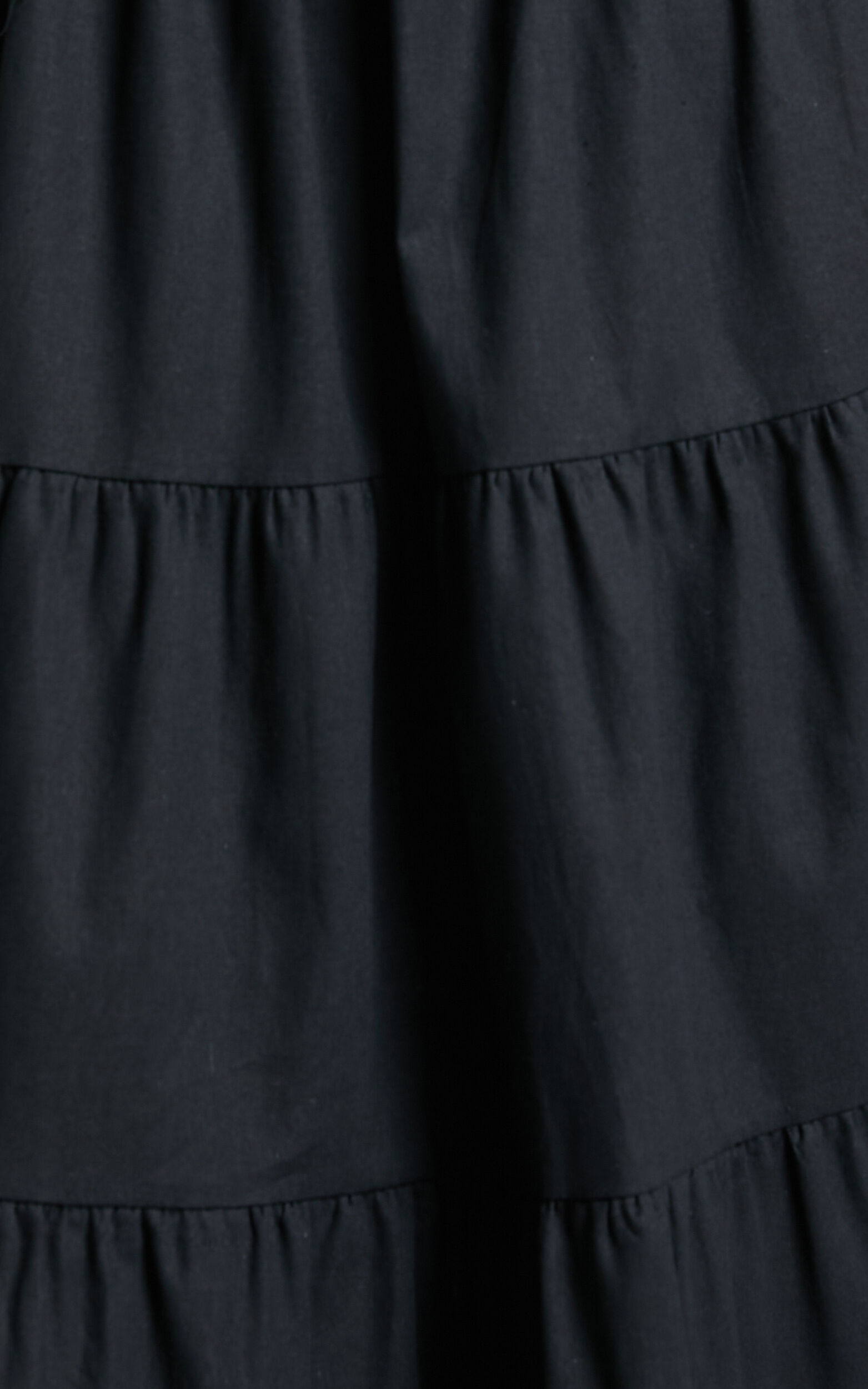 Xiomara Maxi Dress - Strapless Cut Out Tiered Dress in Black