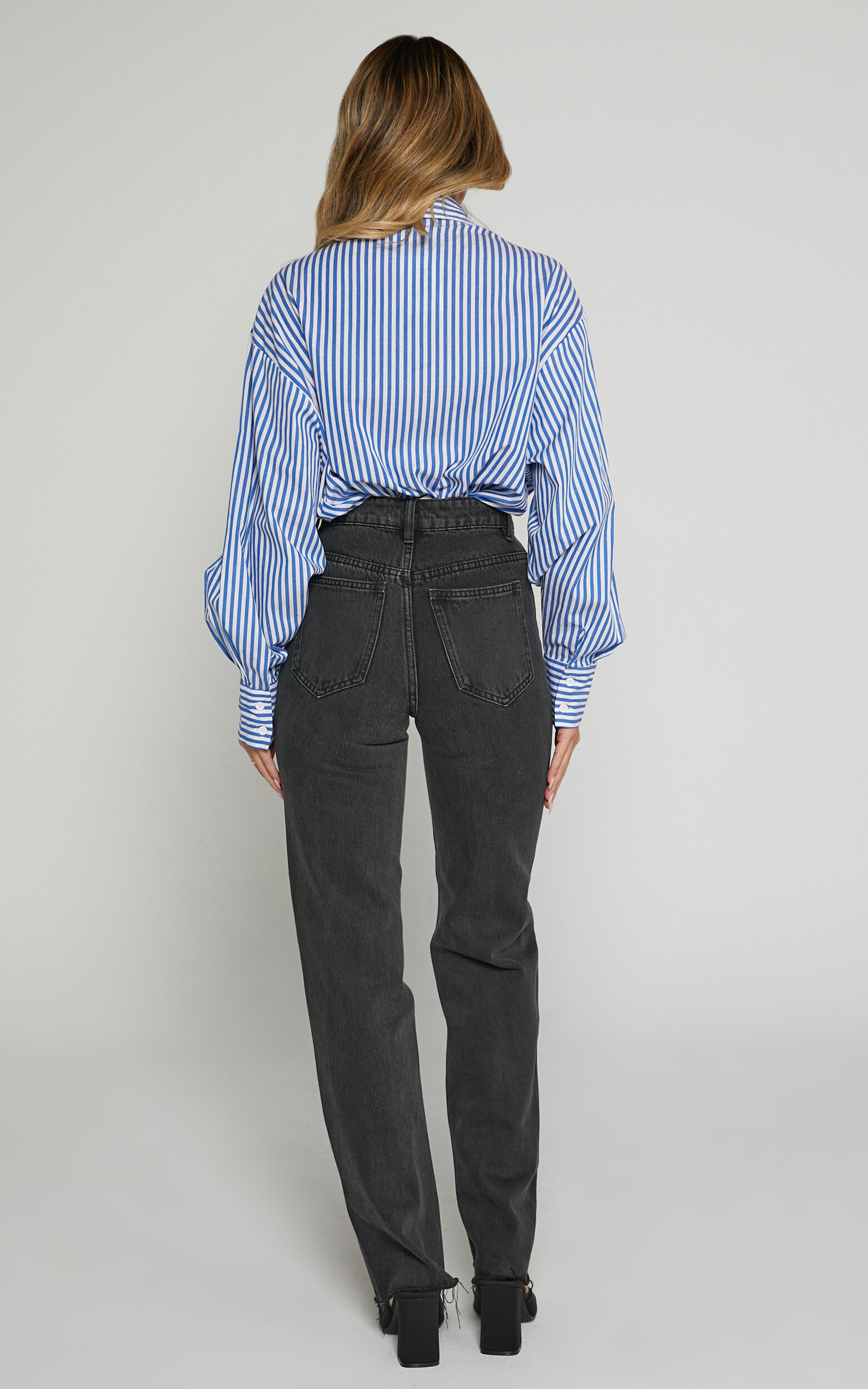 Dexter Jeans - High Waisted Straight Leg Denim Jeans in Washed Black