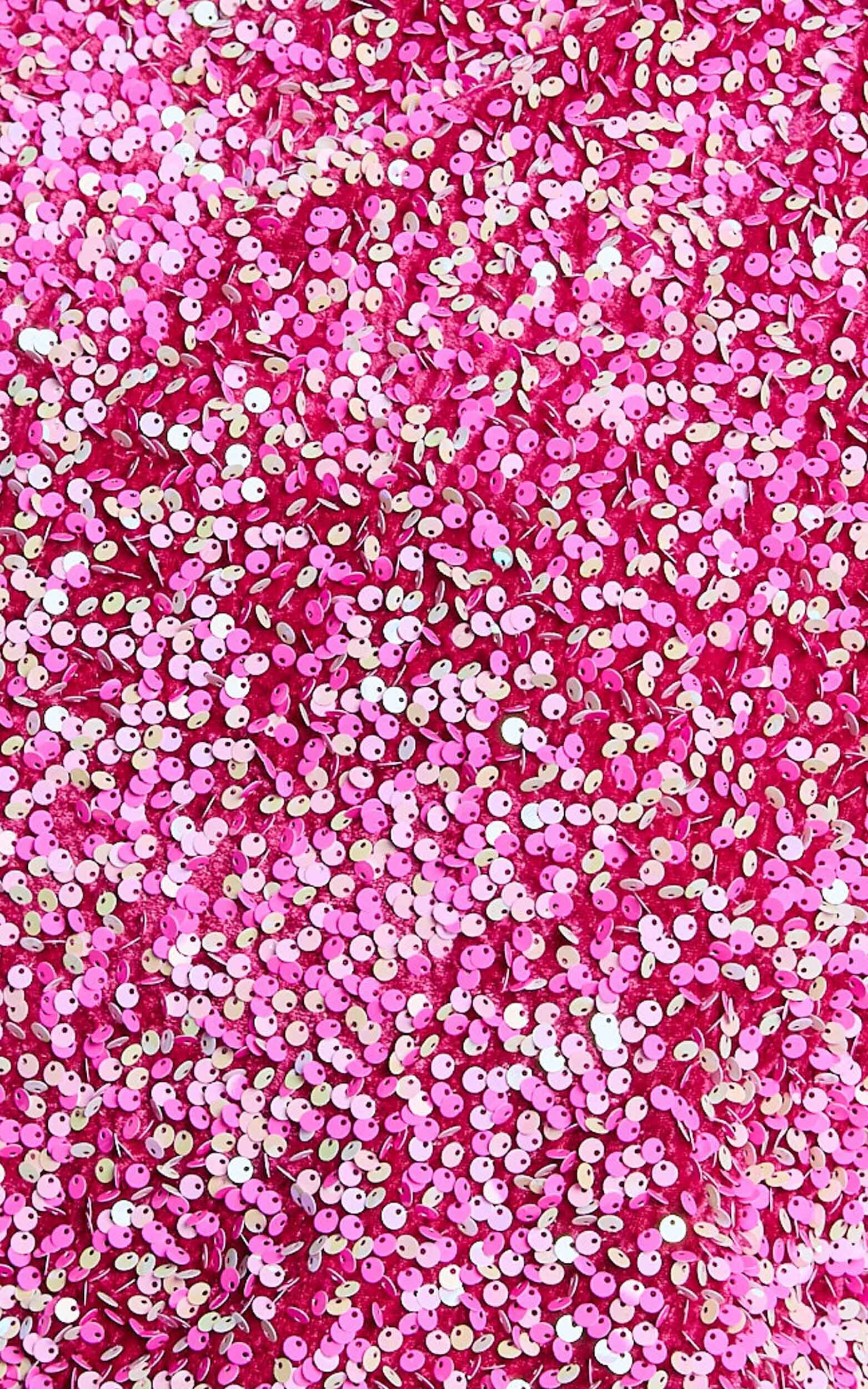 Reah Two Piece Set - Tie Back Top and High Waisted Sequin Mini Skirt in Pink