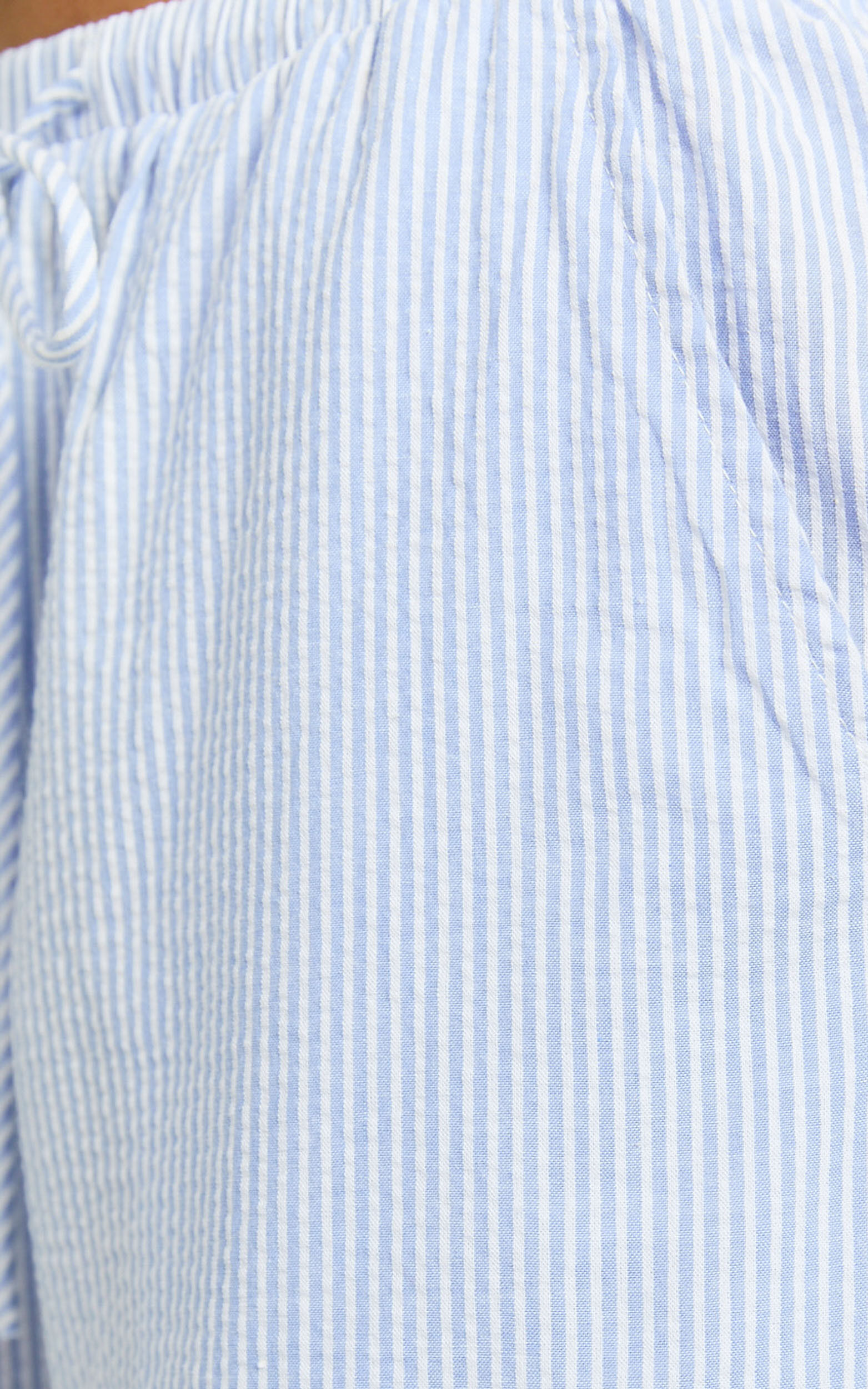 Harlo Pants - Mid Waisted Relaxed Leg Stripe Pants in Blue/ White