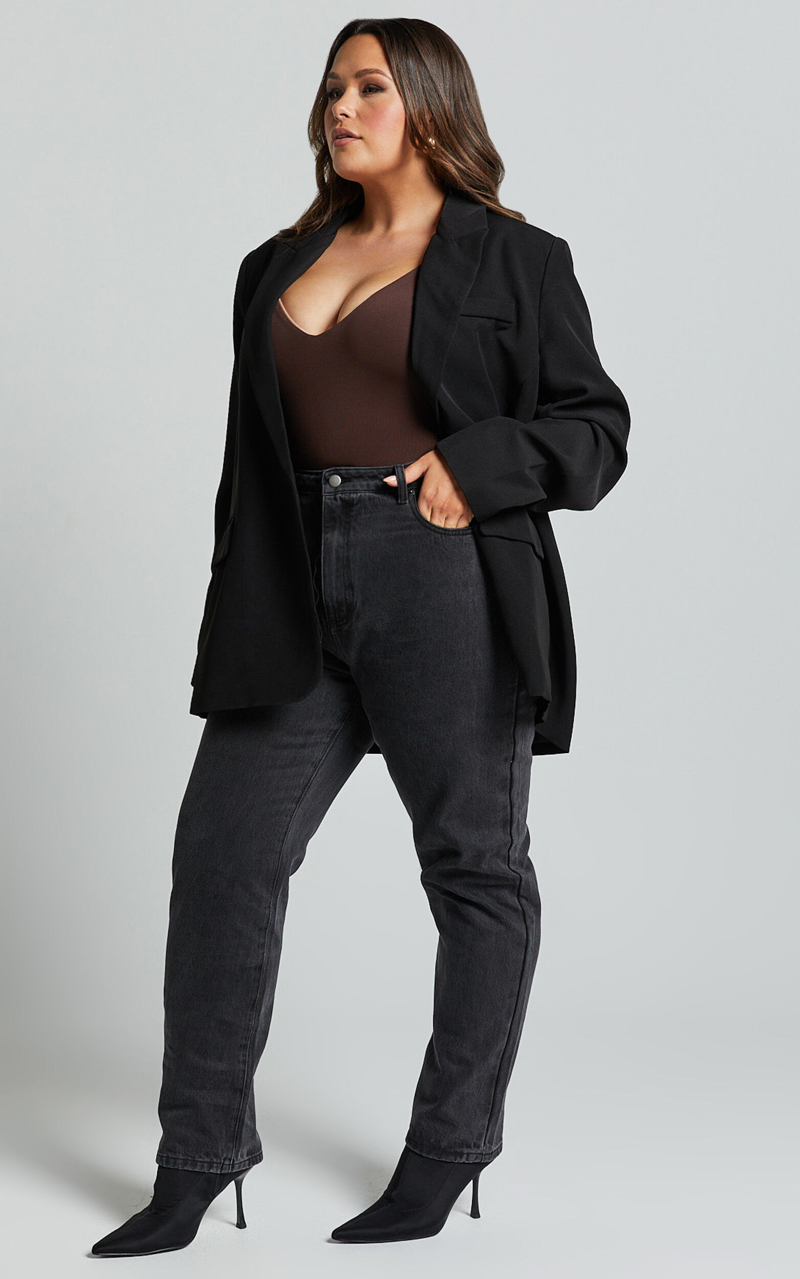 Caralina Blazer - Oversized Single Breasted Blazer in Black