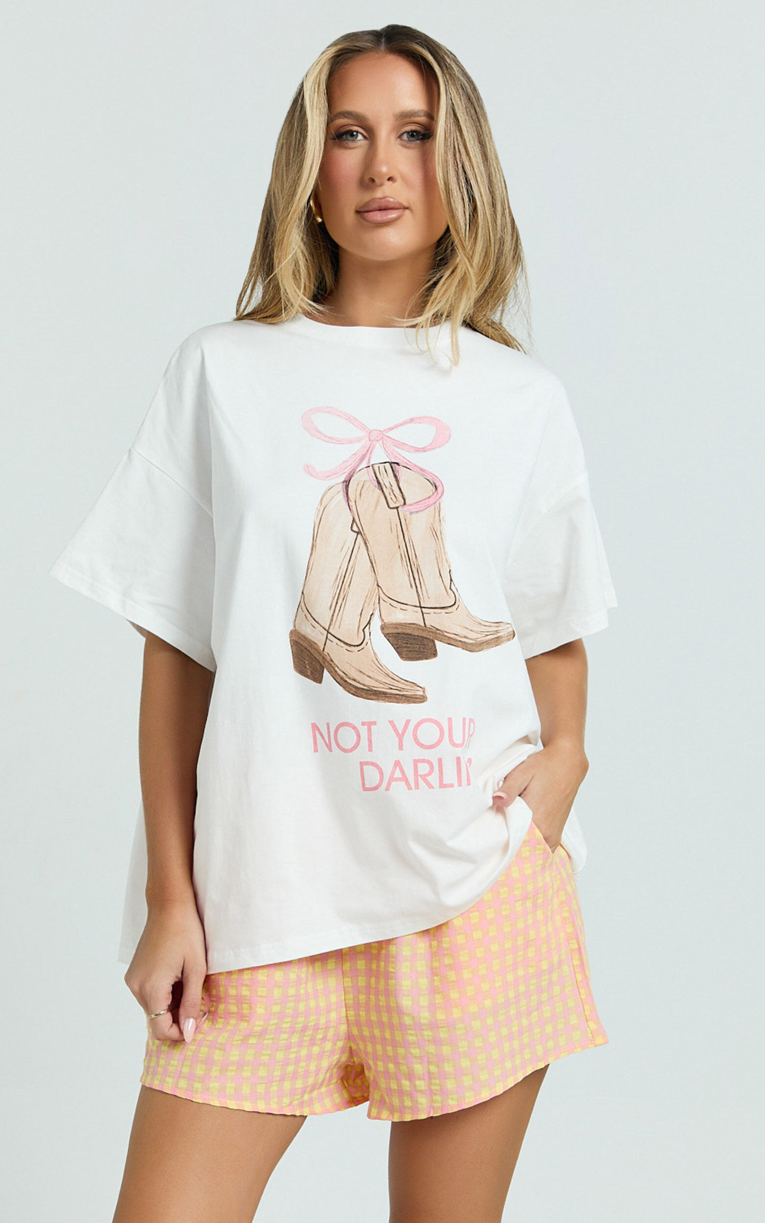 Archer Two Piece Set - Boots T-Shirt Set in White/Orange