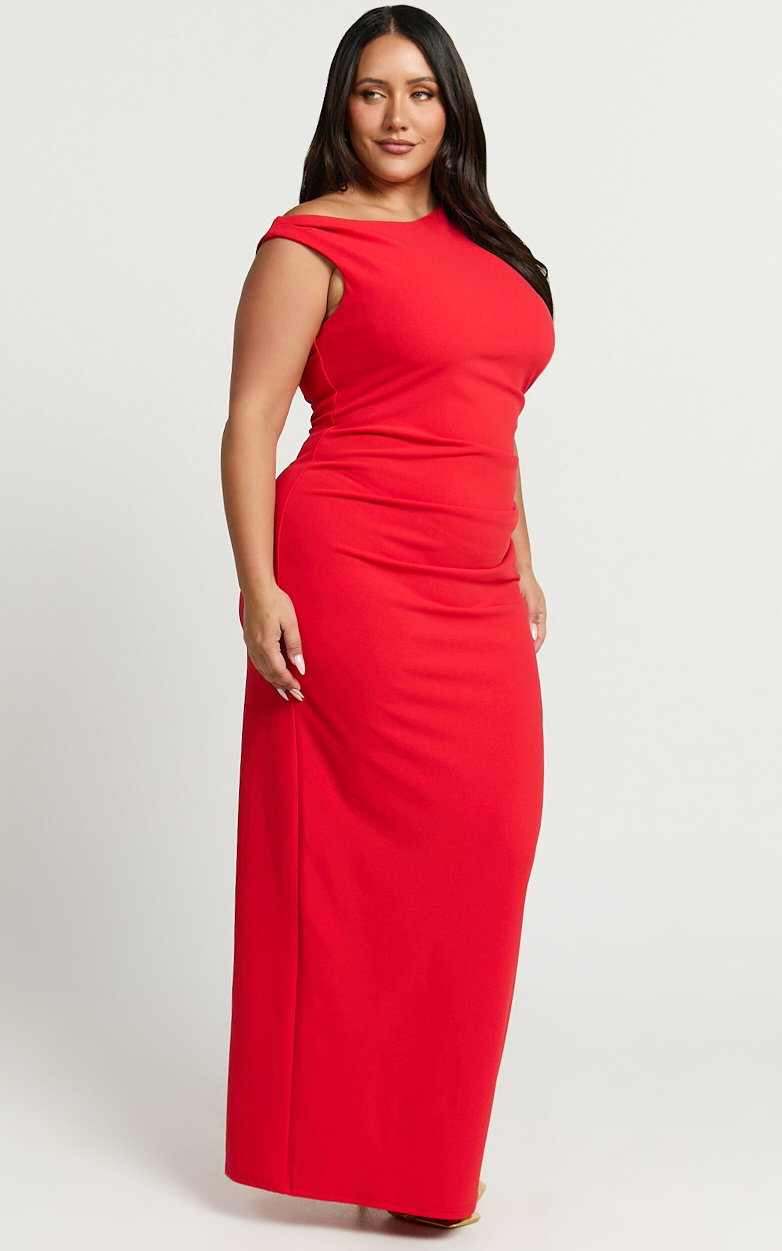 Genie Maxi Dress - Off The Shoulder Dress in Red