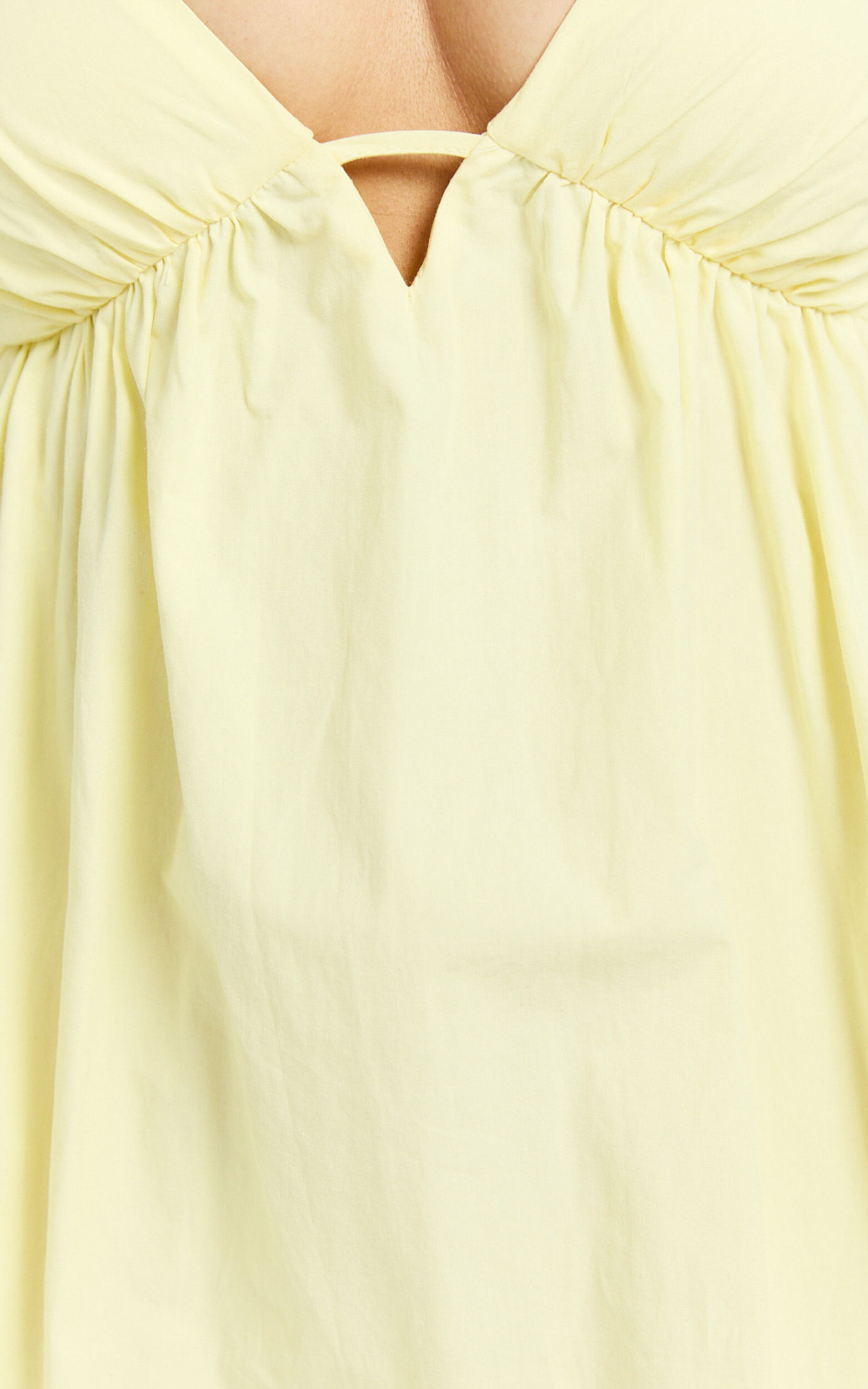 Maisy Mini Dress - Ruffle Sleeve V Neck Dress in Yellow