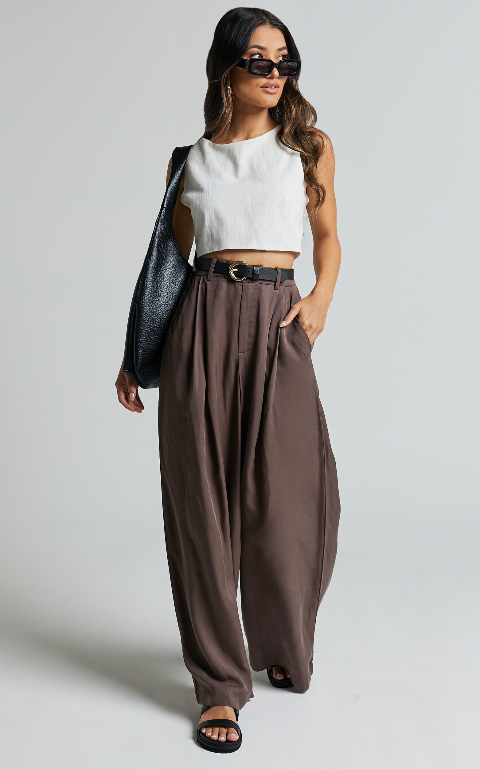 Clarke Pants - High Waist Wide Leg Pants in Slate